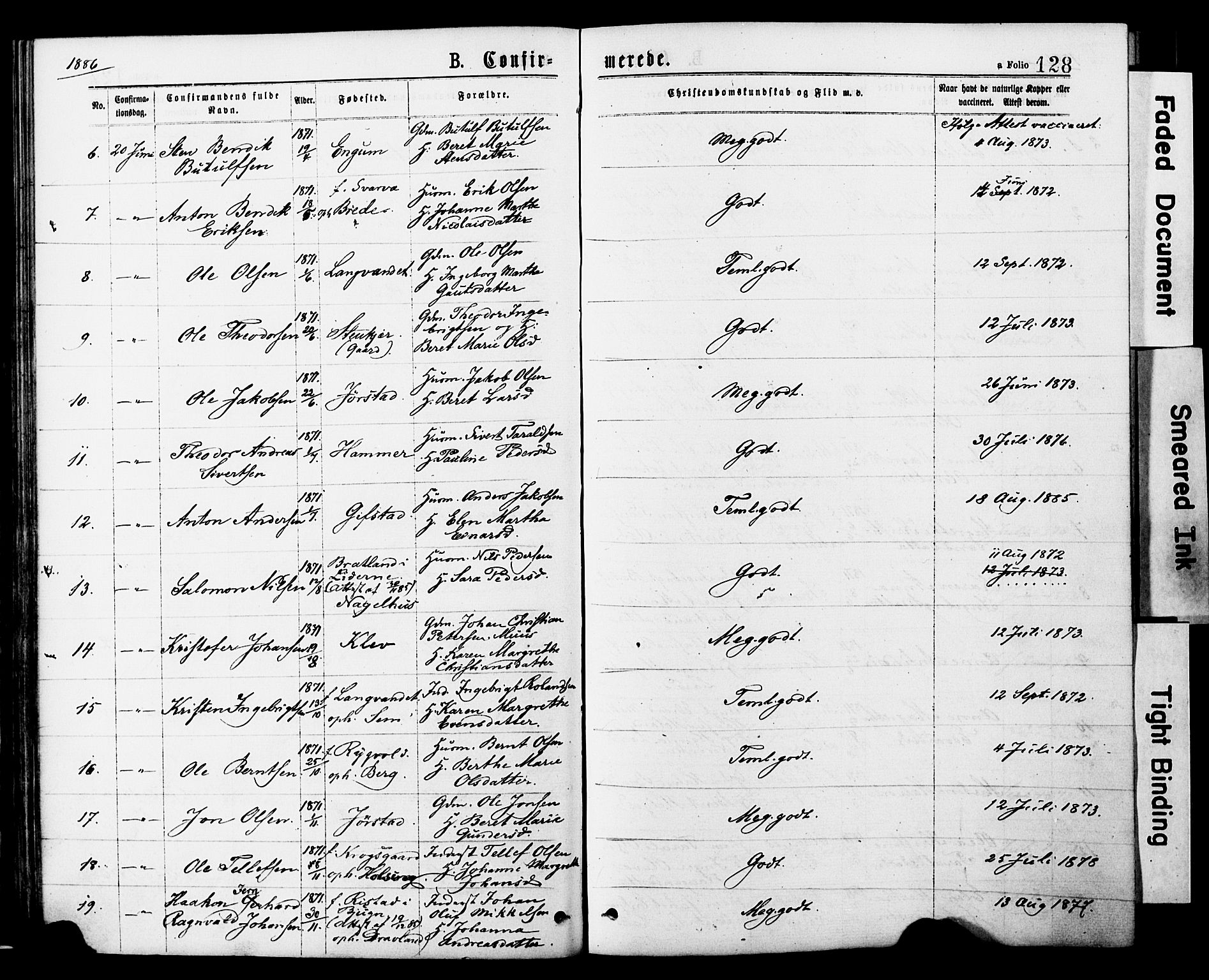 Ministerialprotokoller, klokkerbøker og fødselsregistre - Nord-Trøndelag, AV/SAT-A-1458/749/L0473: Parish register (official) no. 749A07, 1873-1887, p. 128