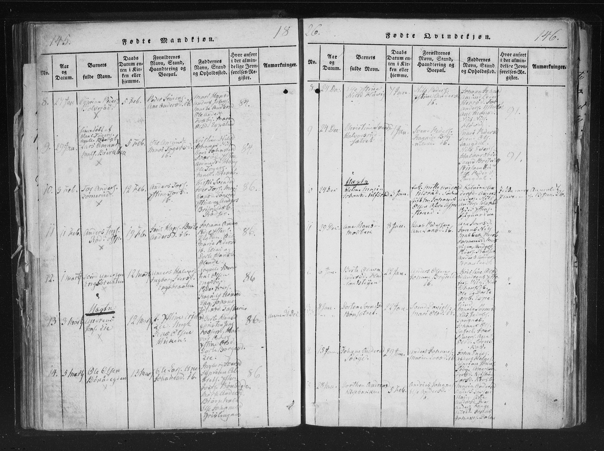 Aremark prestekontor Kirkebøker, AV/SAO-A-10899/F/Fc/L0001: Parish register (official) no. III 1, 1814-1834, p. 145-146