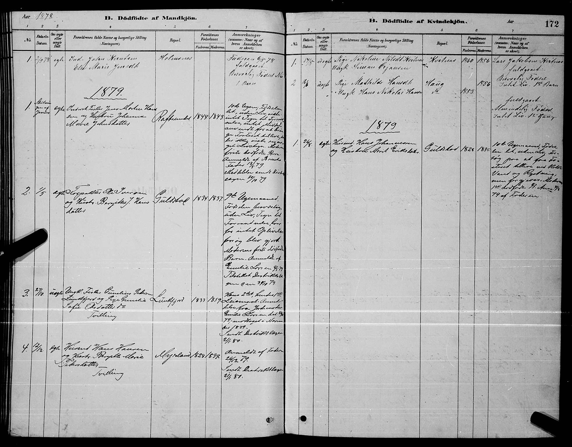 Ministerialprotokoller, klokkerbøker og fødselsregistre - Nordland, SAT/A-1459/888/L1267: Parish register (copy) no. 888C05, 1878-1890, p. 172