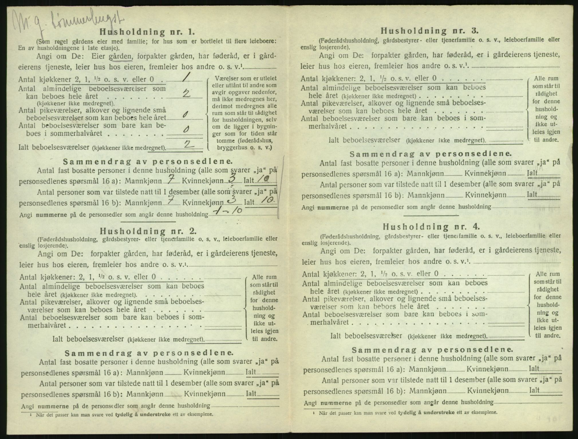 SAK, 1920 census for Vegårshei, 1920, p. 187