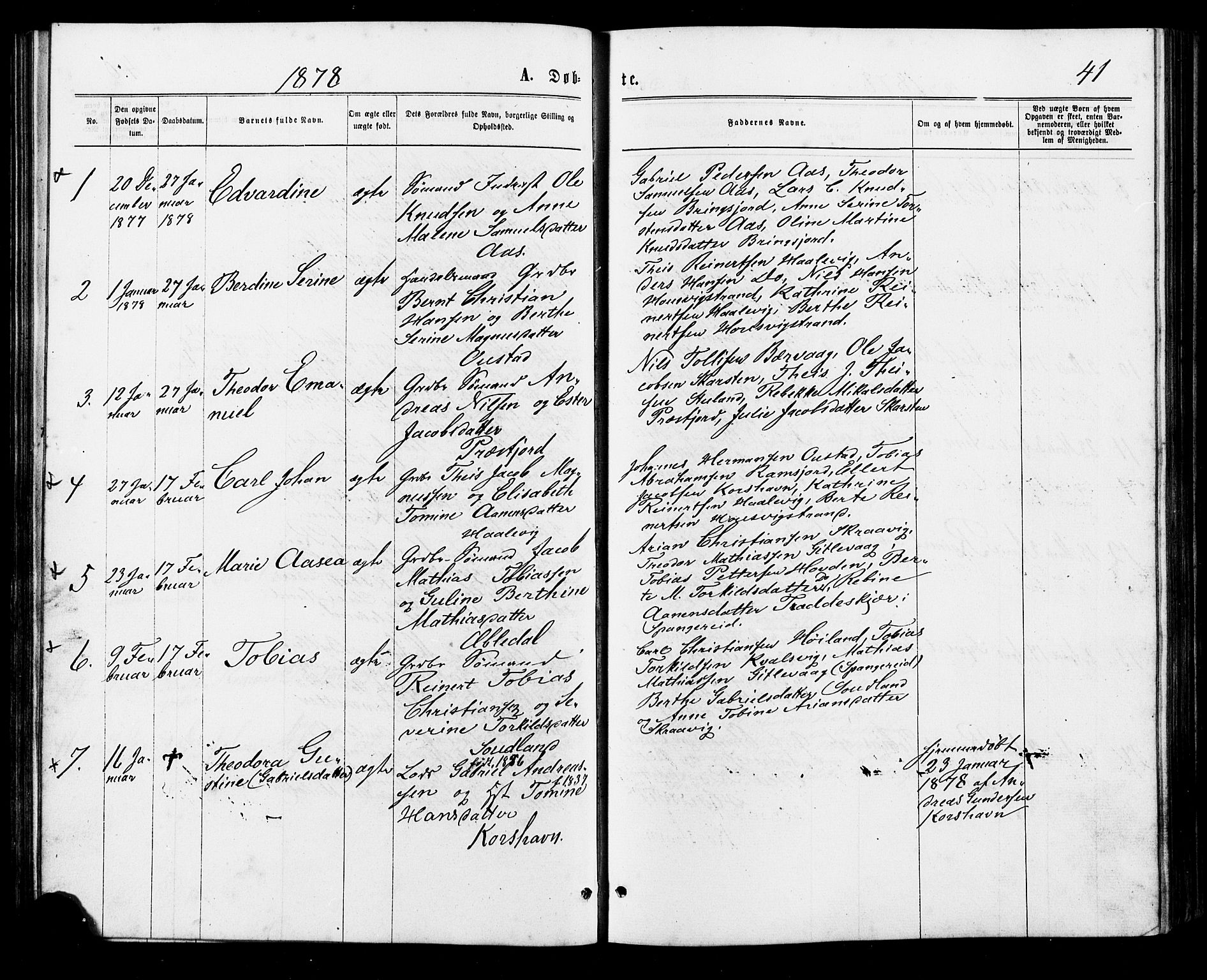 Lyngdal sokneprestkontor, AV/SAK-1111-0029/F/Fa/Faa/L0003: Parish register (official) no. A 3, 1871-1882, p. 41