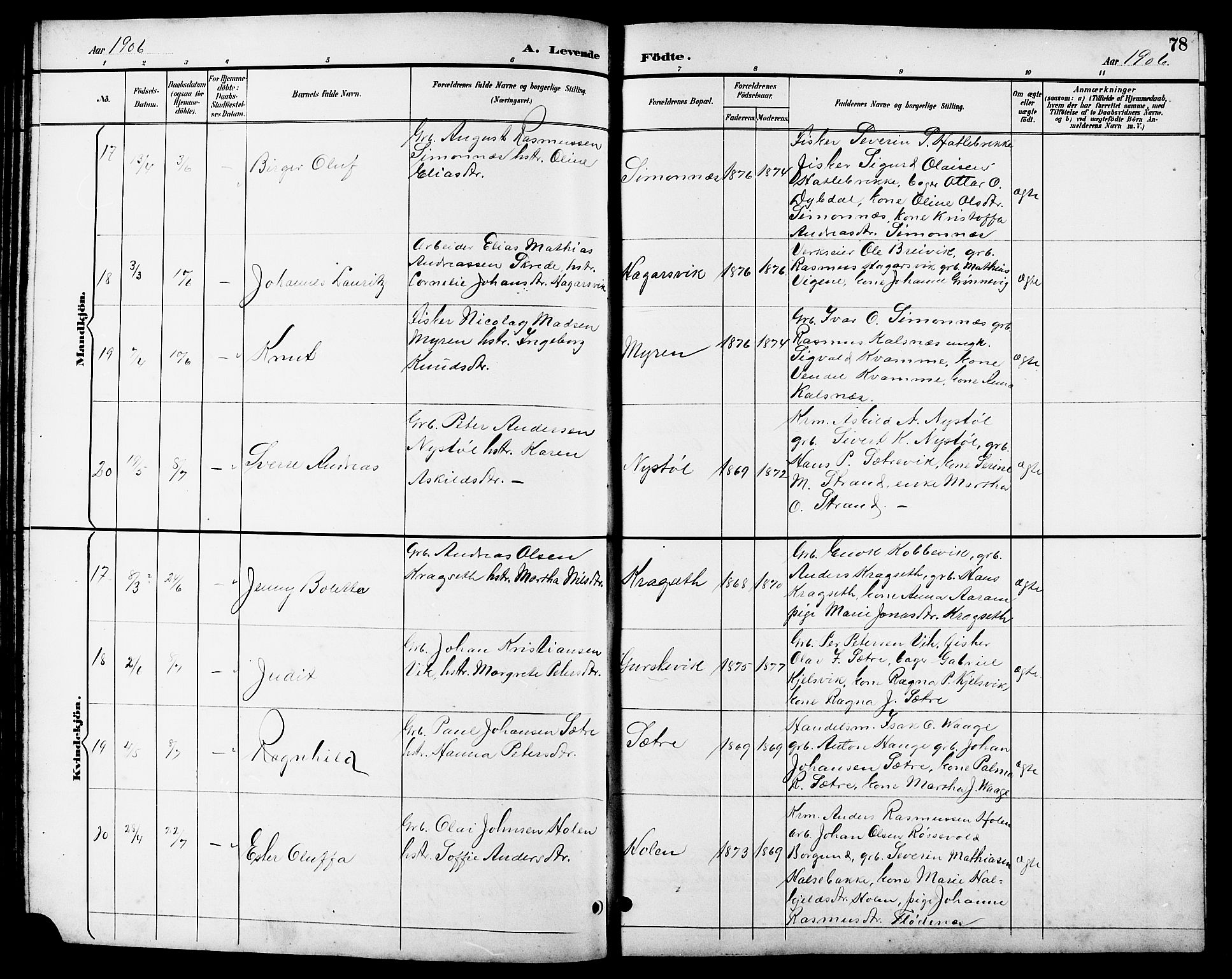 Ministerialprotokoller, klokkerbøker og fødselsregistre - Møre og Romsdal, AV/SAT-A-1454/503/L0049: Parish register (copy) no. 503C04, 1894-1915, p. 78