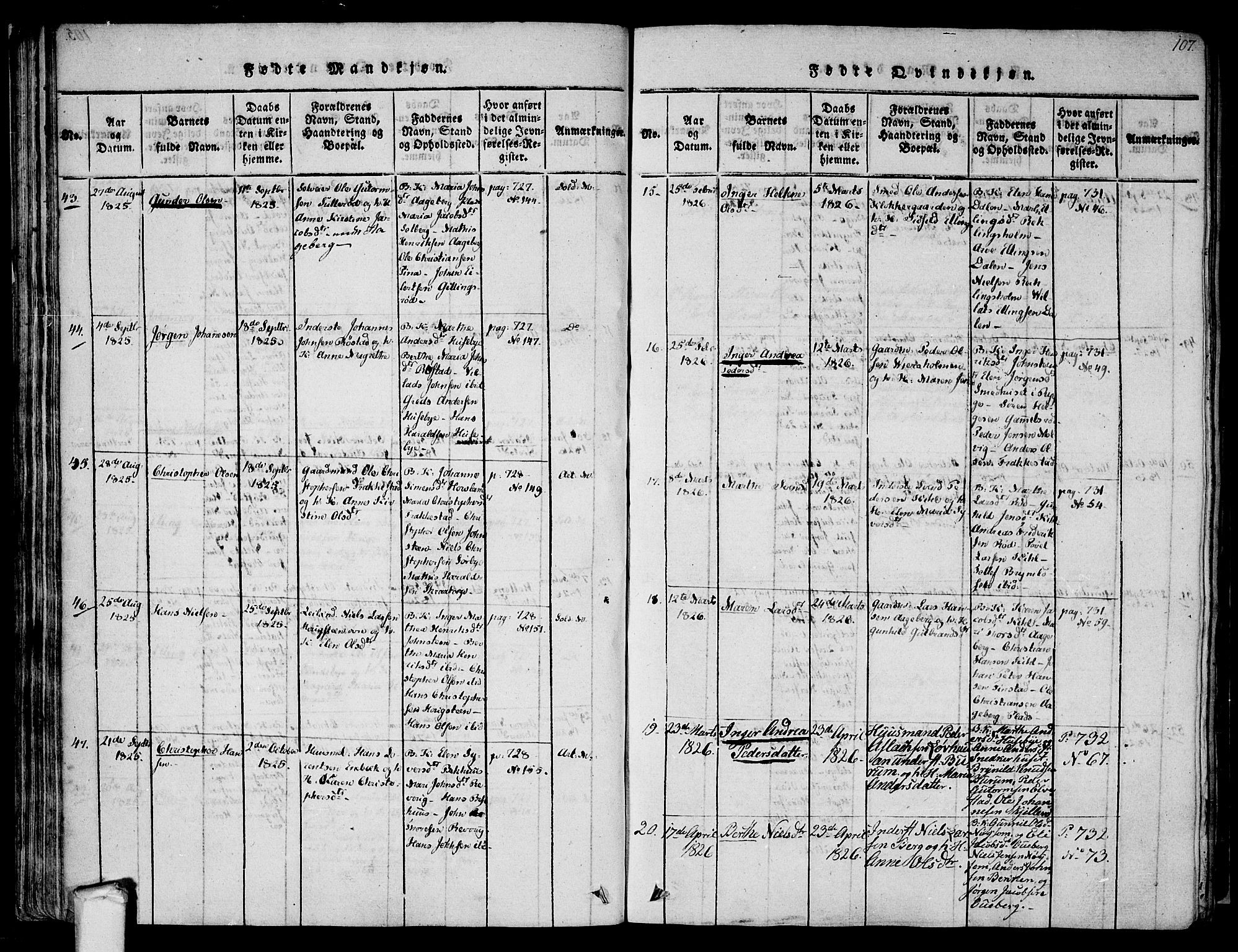 Råde prestekontor kirkebøker, AV/SAO-A-2009/F/Fa/L0004: Parish register (official) no. 4, 1814-1830, p. 106-107