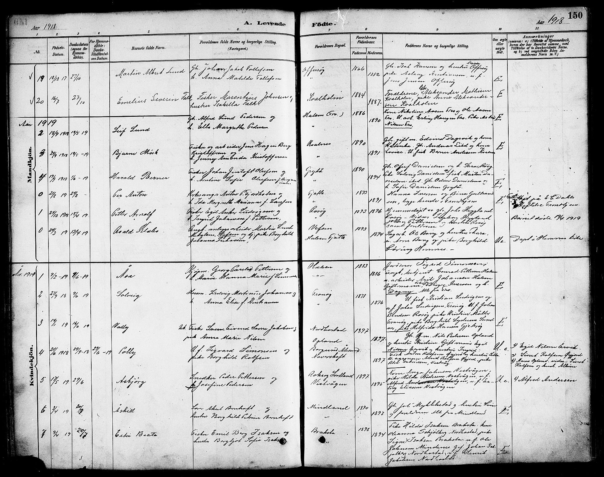 Ministerialprotokoller, klokkerbøker og fødselsregistre - Nordland, AV/SAT-A-1459/817/L0268: Parish register (copy) no. 817C03, 1884-1920, p. 150