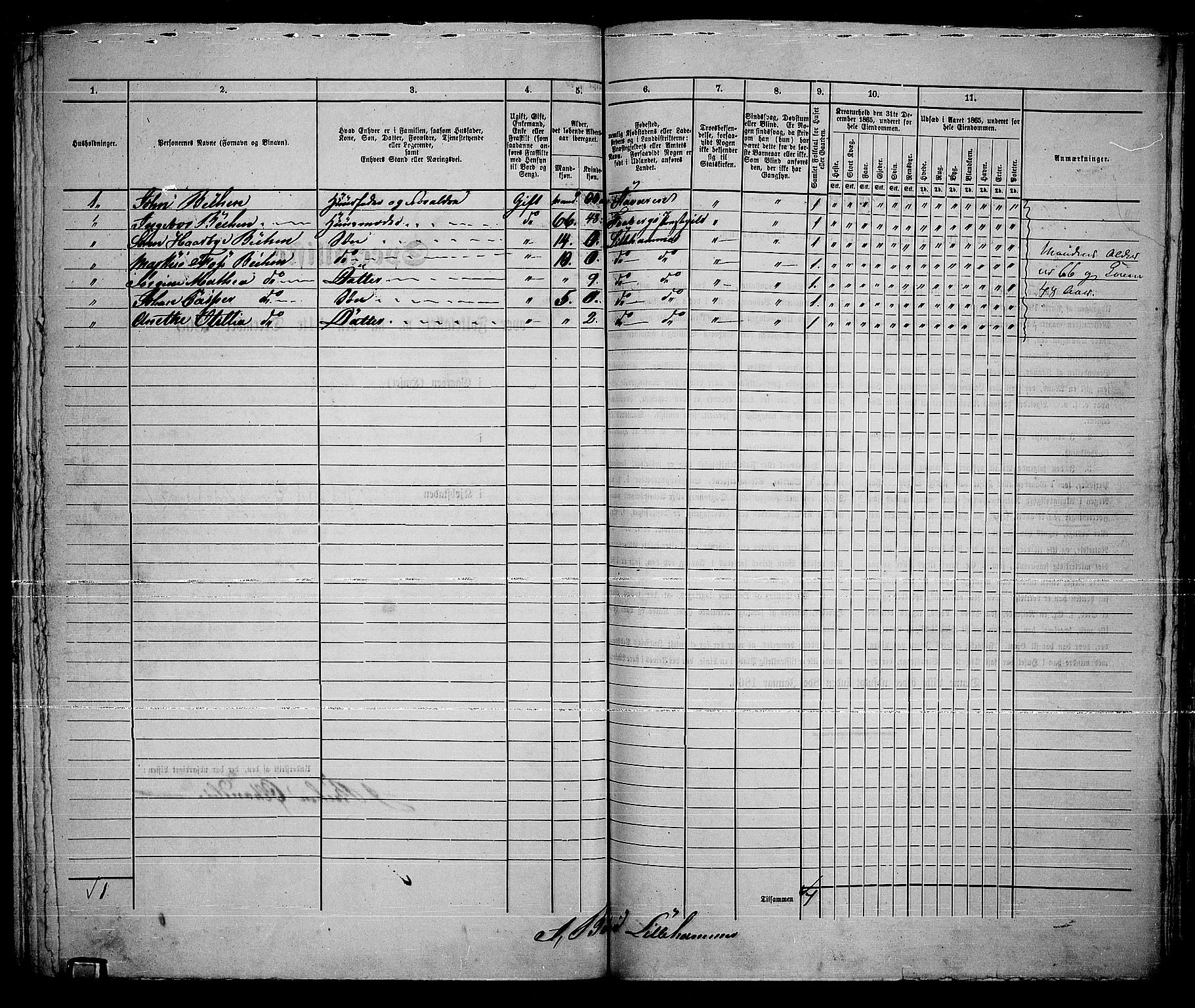 RA, 1865 census for Fåberg/Lillehammer, 1865, p. 215