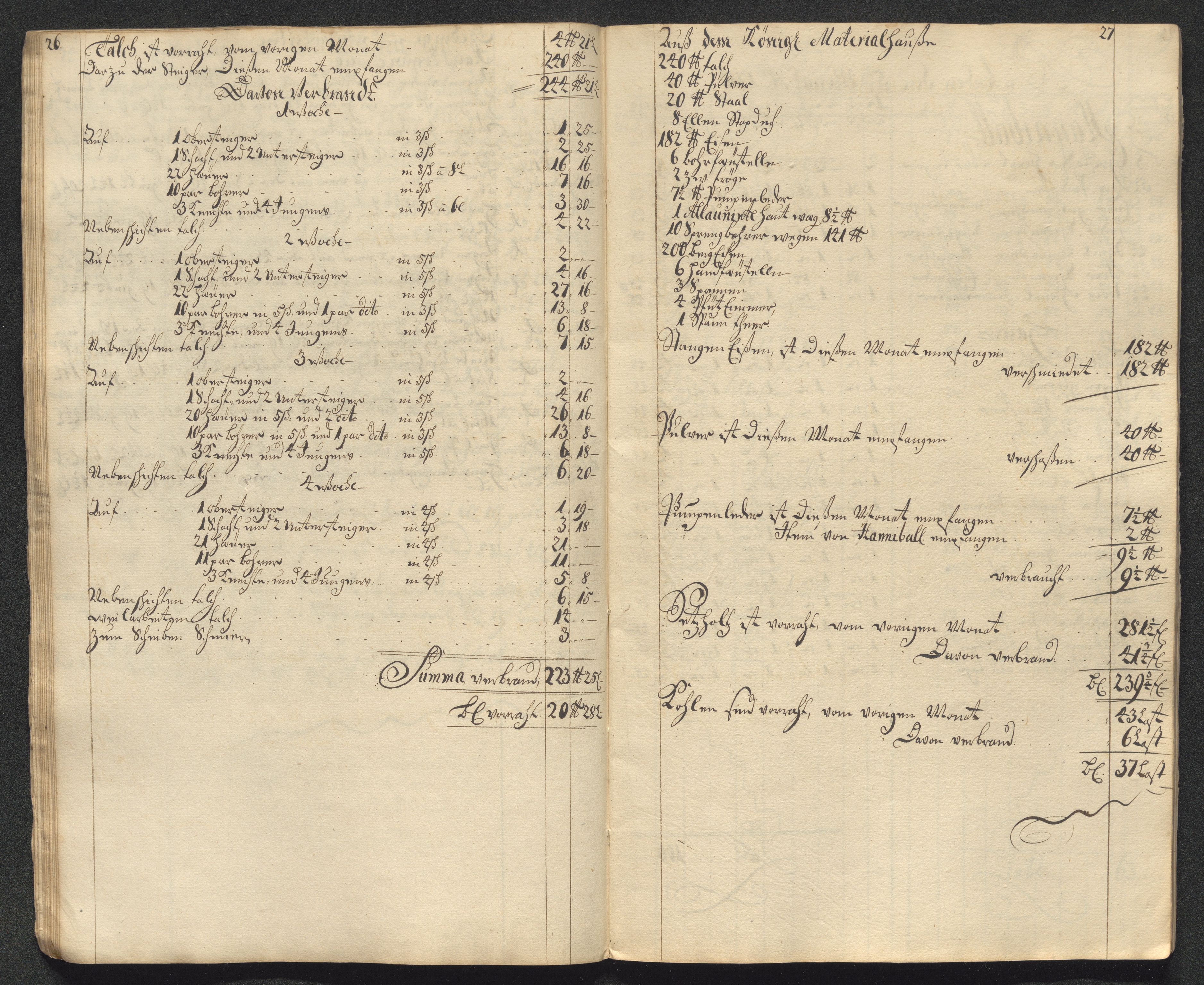 Kongsberg Sølvverk 1623-1816, AV/SAKO-EA-3135/001/D/Dc/Dcd/L0099: Utgiftsregnskap for gruver m.m., 1710, p. 204