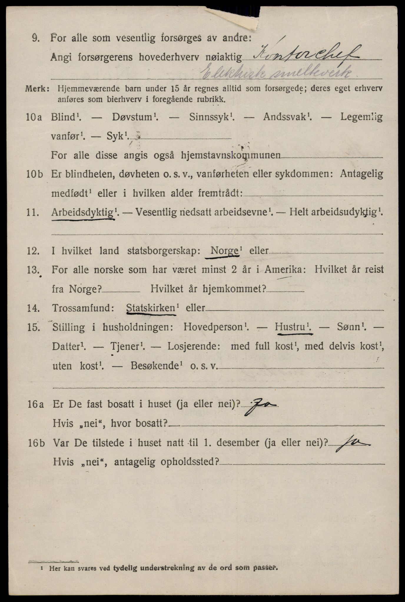 SAST, 1920 census for Sokndal, 1920, p. 1036