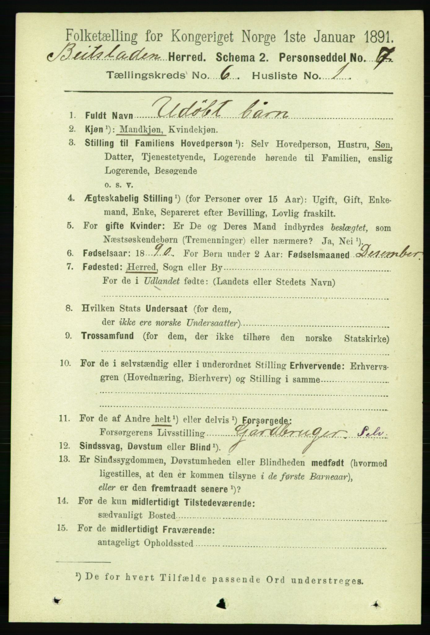 RA, 1891 census for 1727 Beitstad, 1891, p. 1531