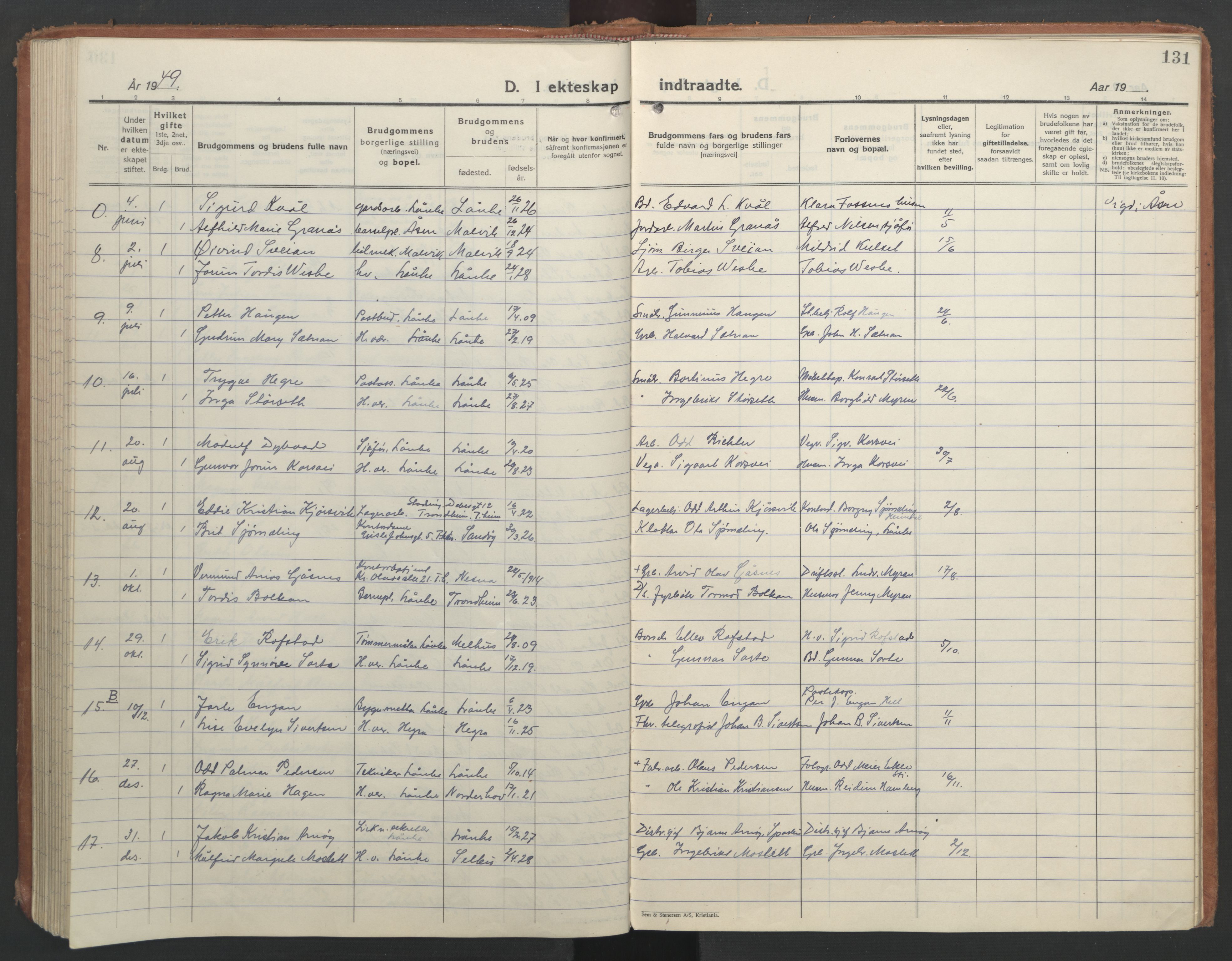 Ministerialprotokoller, klokkerbøker og fødselsregistre - Nord-Trøndelag, SAT/A-1458/710/L0097: Parish register (copy) no. 710C02, 1925-1955, p. 131
