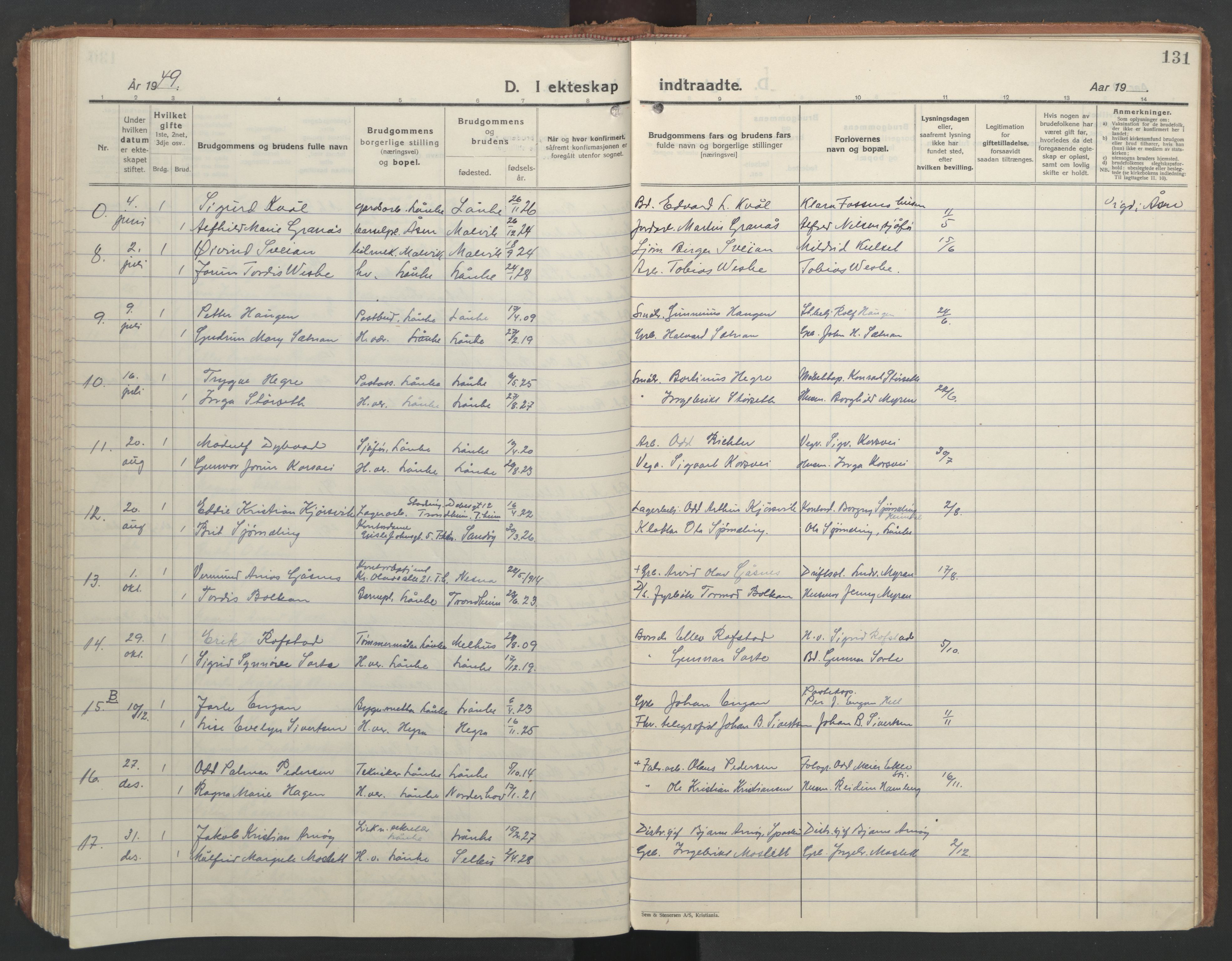 Ministerialprotokoller, klokkerbøker og fødselsregistre - Nord-Trøndelag, AV/SAT-A-1458/710/L0097: Parish register (copy) no. 710C02, 1925-1955, p. 131