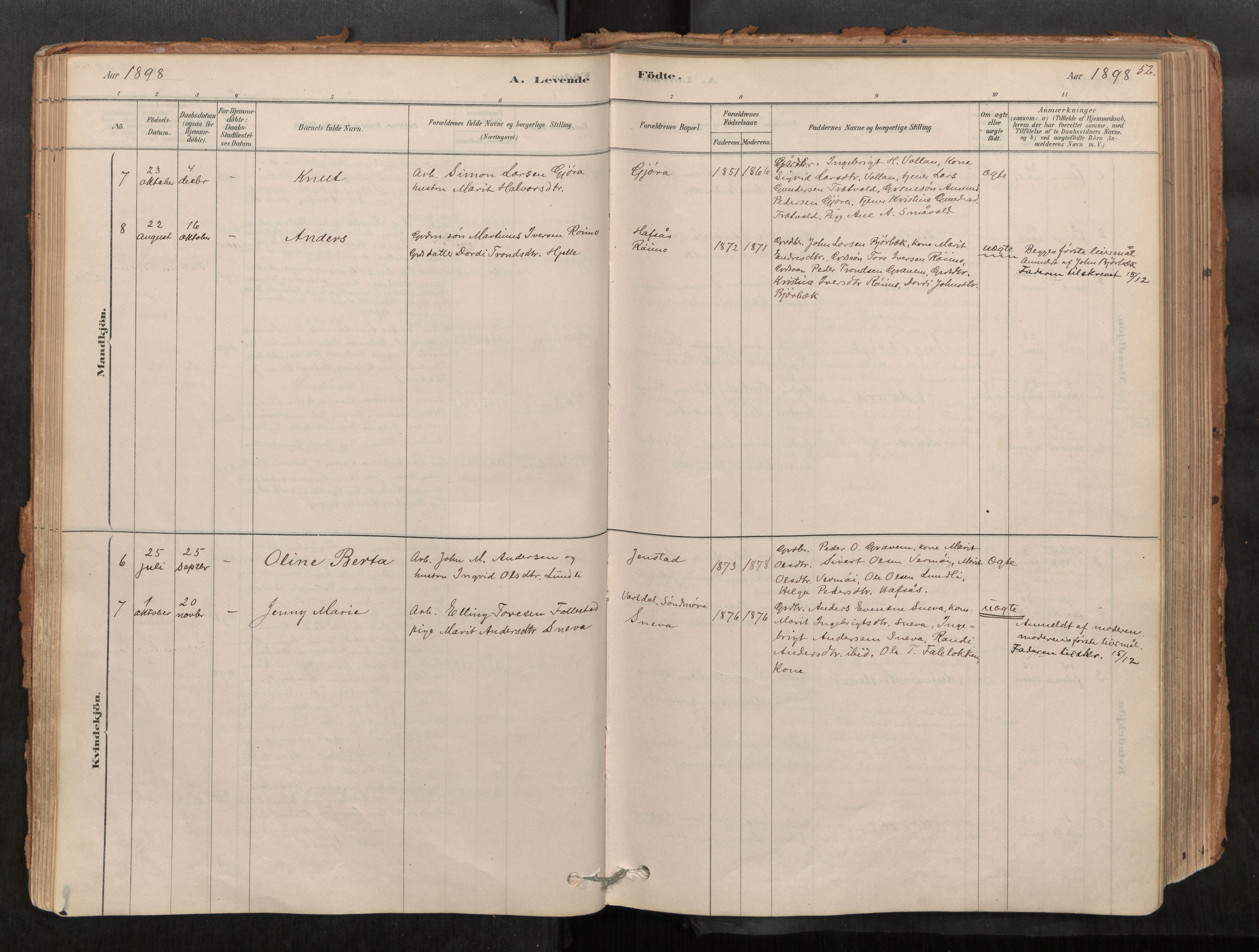 Sunndal sokneprestkontor, AV/SAT-A-1085/1/I/I1/I1a/L0001: Parish register (official) no. 1, 1877-1914, p. 52