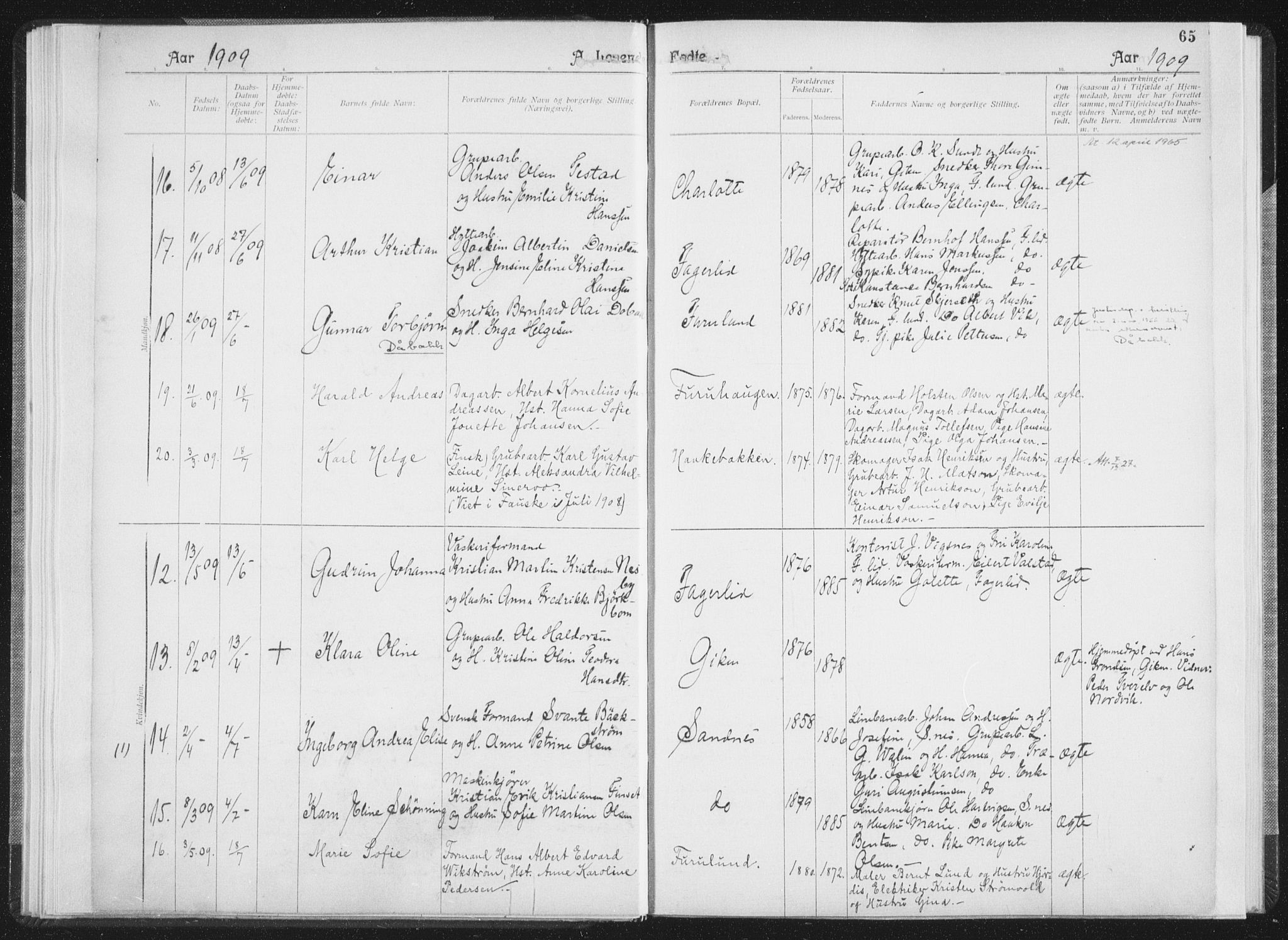 Ministerialprotokoller, klokkerbøker og fødselsregistre - Nordland, AV/SAT-A-1459/850/L0711: Curate's parish register no. 850B01, 1902-1915, p. 65