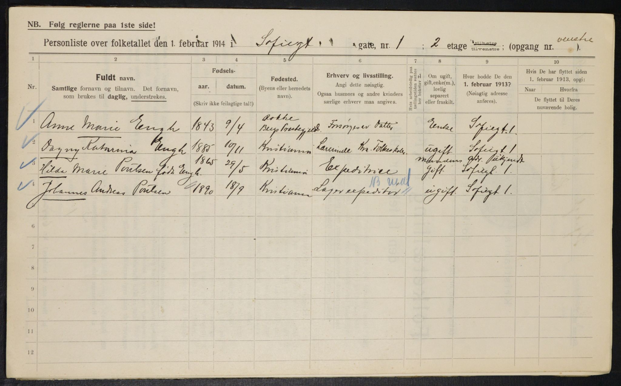 OBA, Municipal Census 1914 for Kristiania, 1914, p. 98563