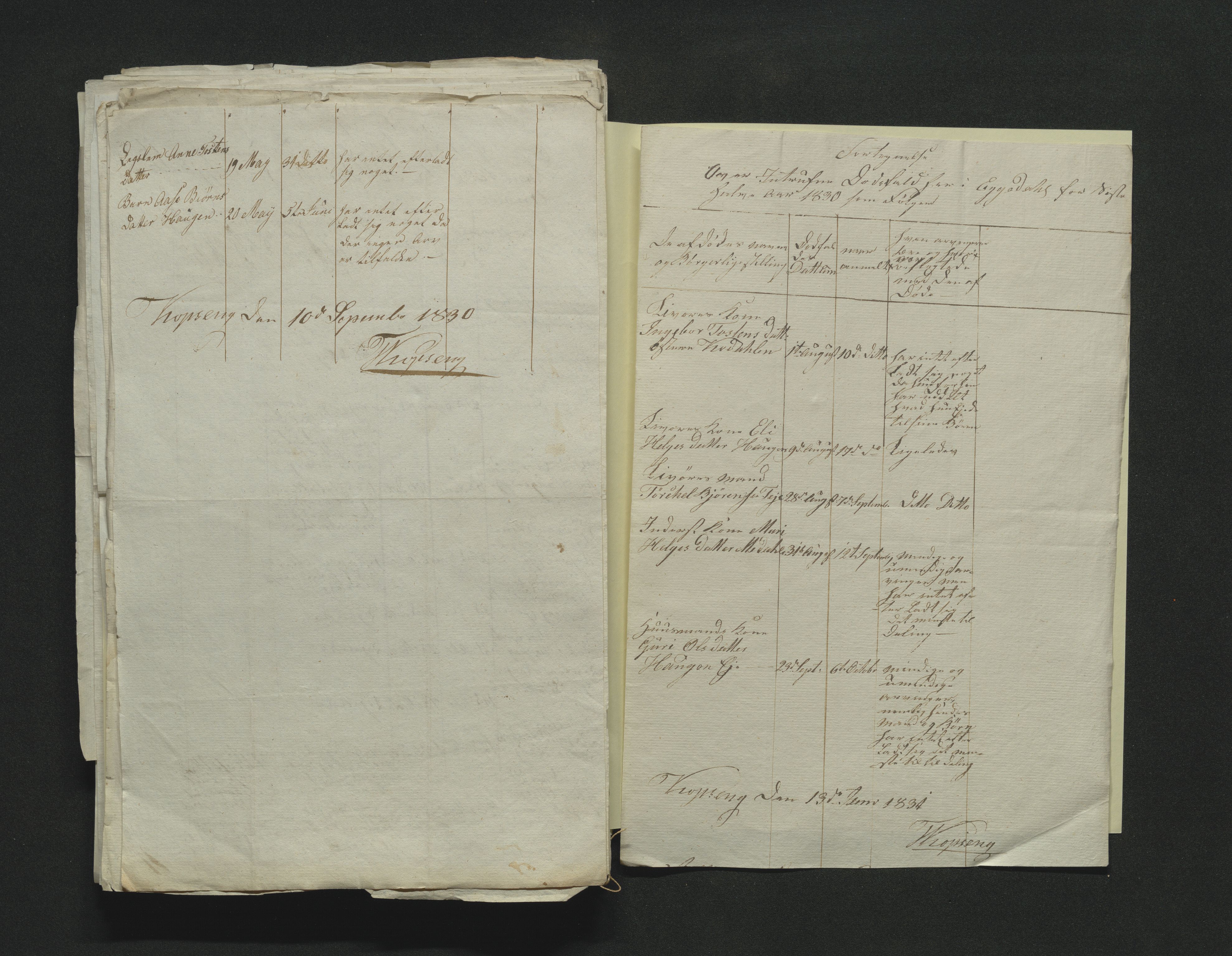 Eiker, Modum og Sigdal sorenskriveri, AV/SAKO-A-123/H/Ha/Hab/L0003: Dødsfallsmeldinger, 1830-1833