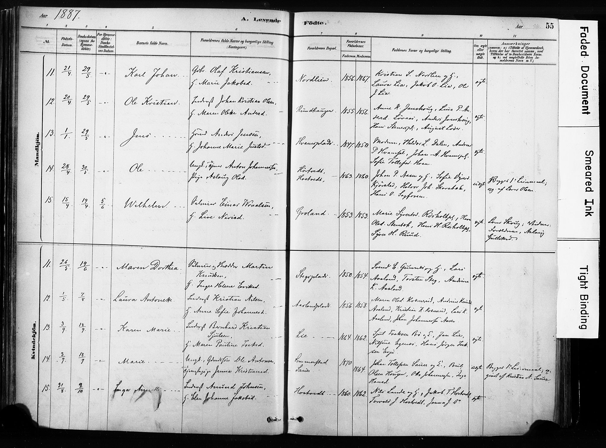 Sandsvær kirkebøker, SAKO/A-244/F/Fb/L0001: Parish register (official) no. II 1, 1878-1906, p. 55