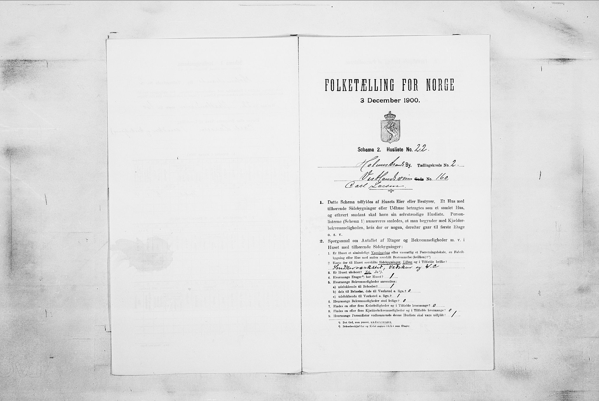 RA, 1900 census for Holmestrand, 1900, p. 609