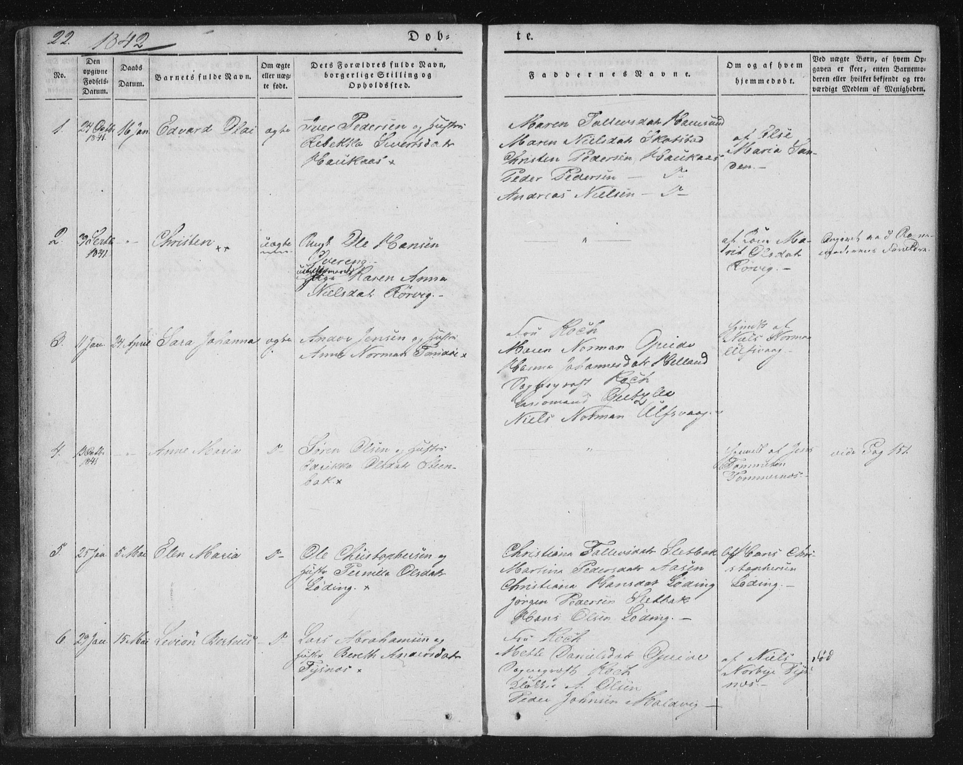 Ministerialprotokoller, klokkerbøker og fødselsregistre - Nordland, AV/SAT-A-1459/859/L0843: Parish register (official) no. 859A03, 1840-1848, p. 22