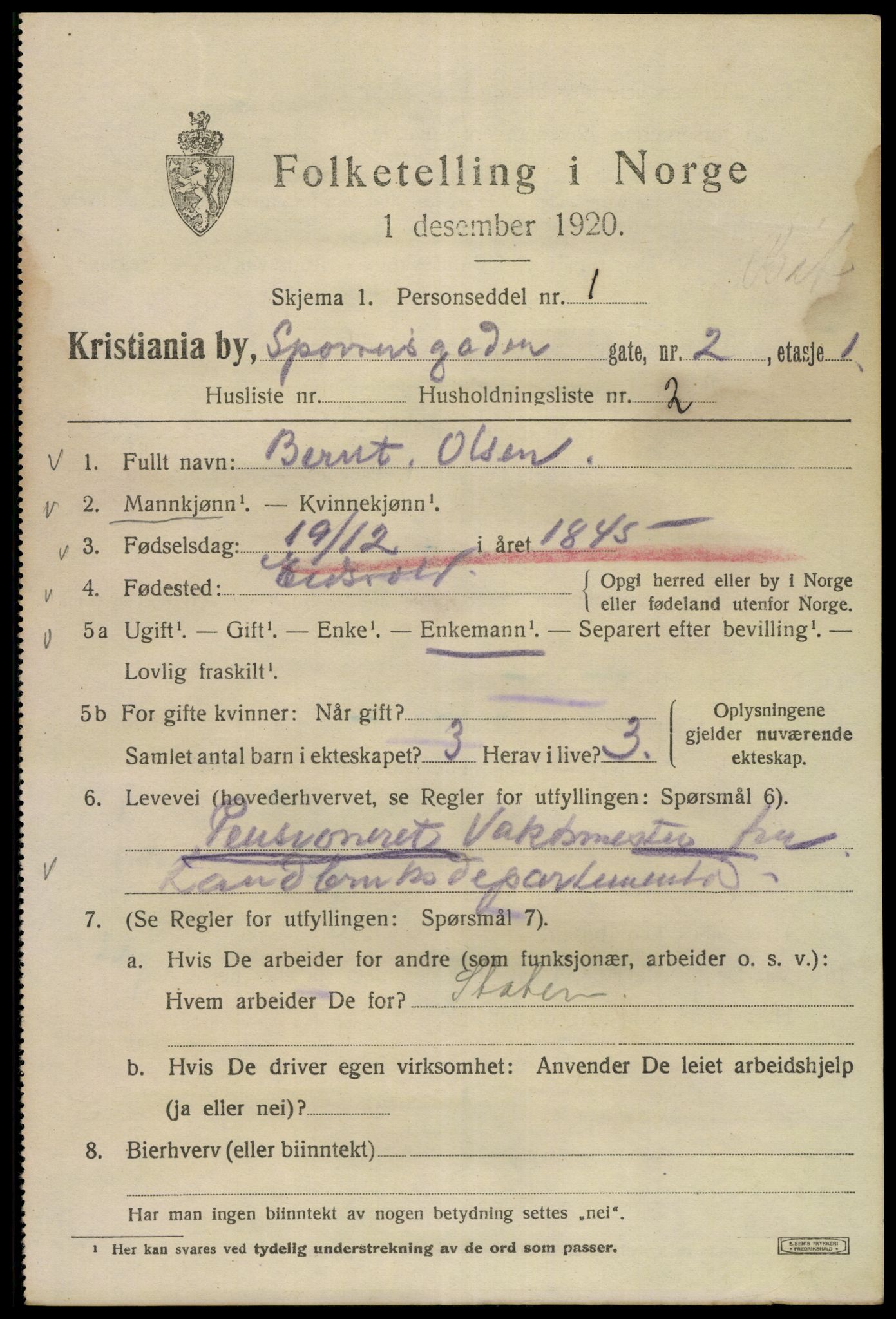 SAO, 1920 census for Kristiania, 1920, p. 531667