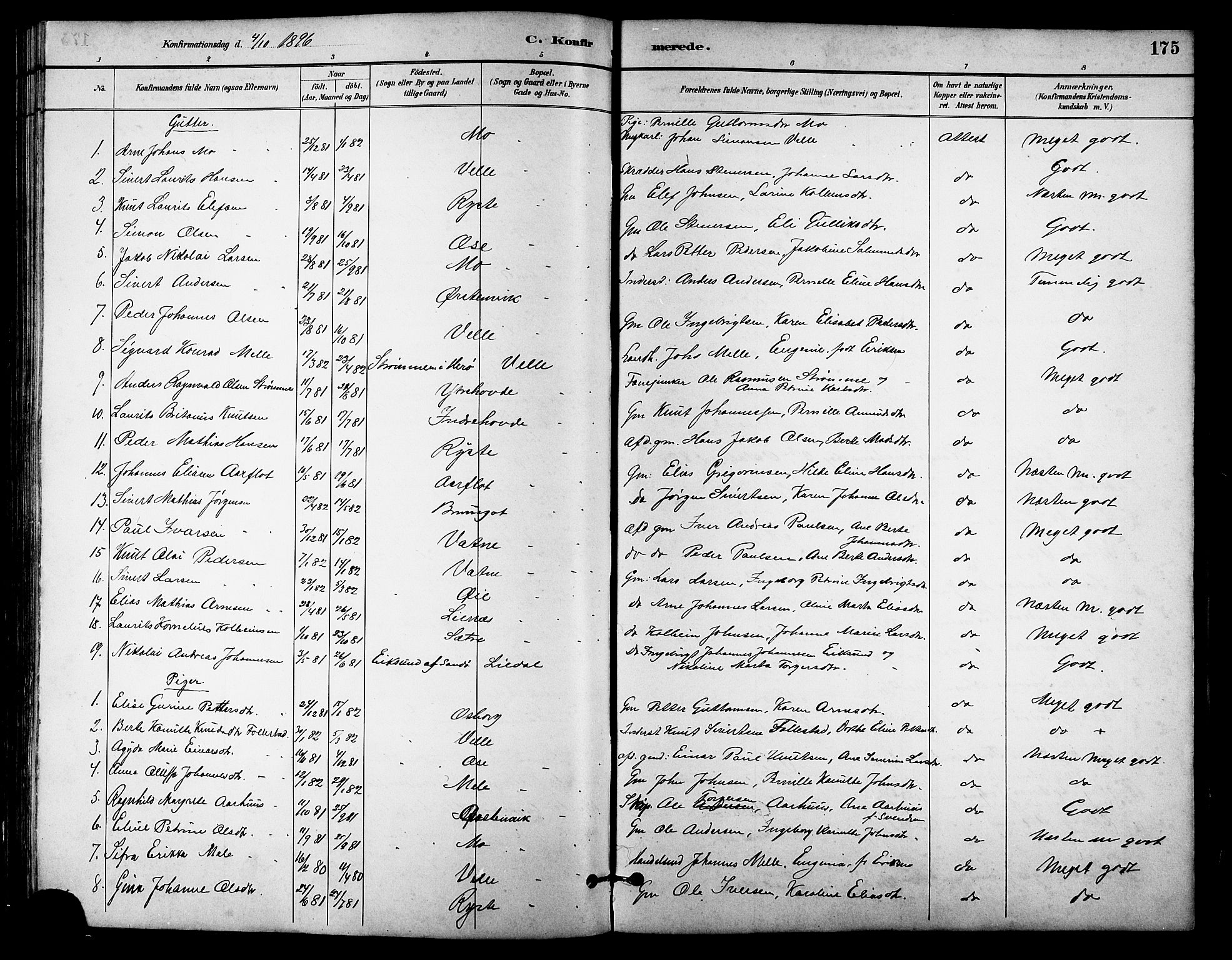 Ministerialprotokoller, klokkerbøker og fødselsregistre - Møre og Romsdal, SAT/A-1454/513/L0189: Parish register (copy) no. 513C03, 1883-1904, p. 175