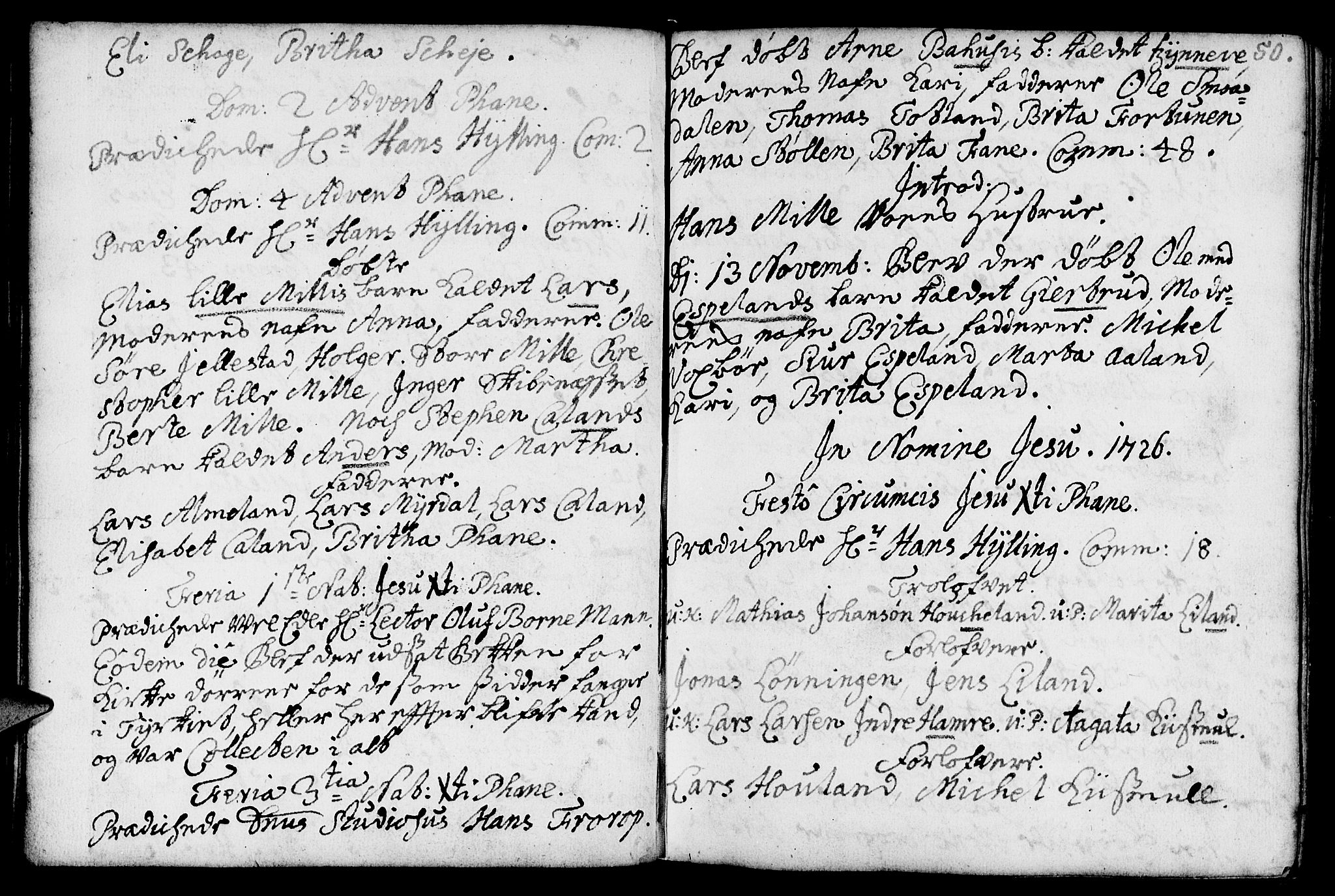 Fana Sokneprestembete, SAB/A-75101/H/Haa/Haaa/L0002: Parish register (official) no. A 2, 1719-1735, p. 50