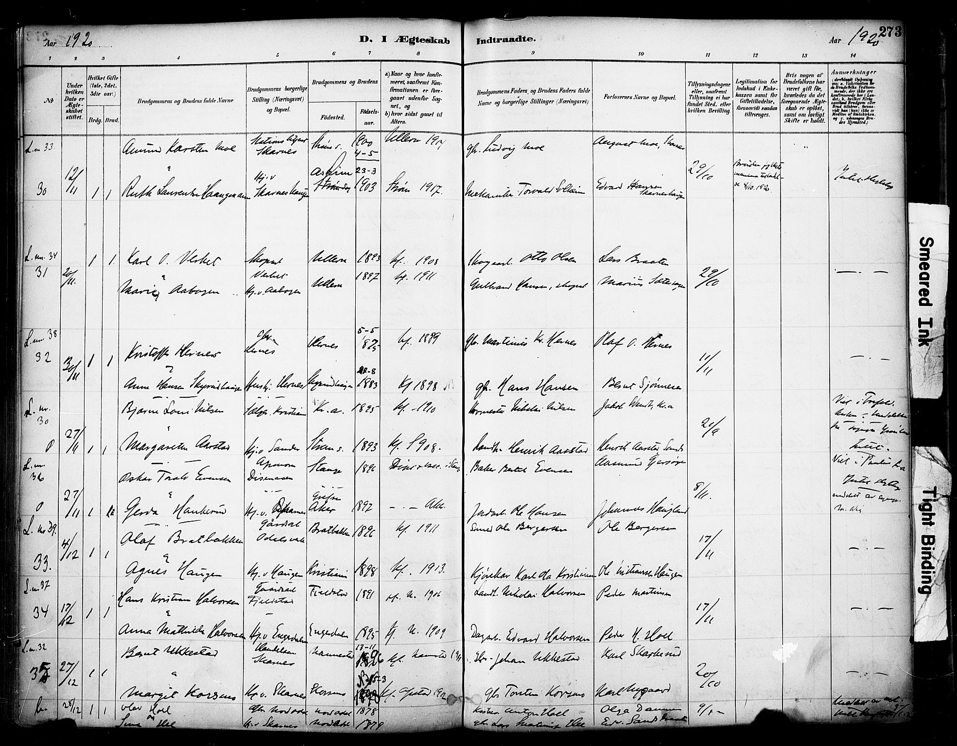 Sør-Odal prestekontor, AV/SAH-PREST-030/H/Ha/Haa/L0007: Parish register (official) no. 7, 1886-1925, p. 273