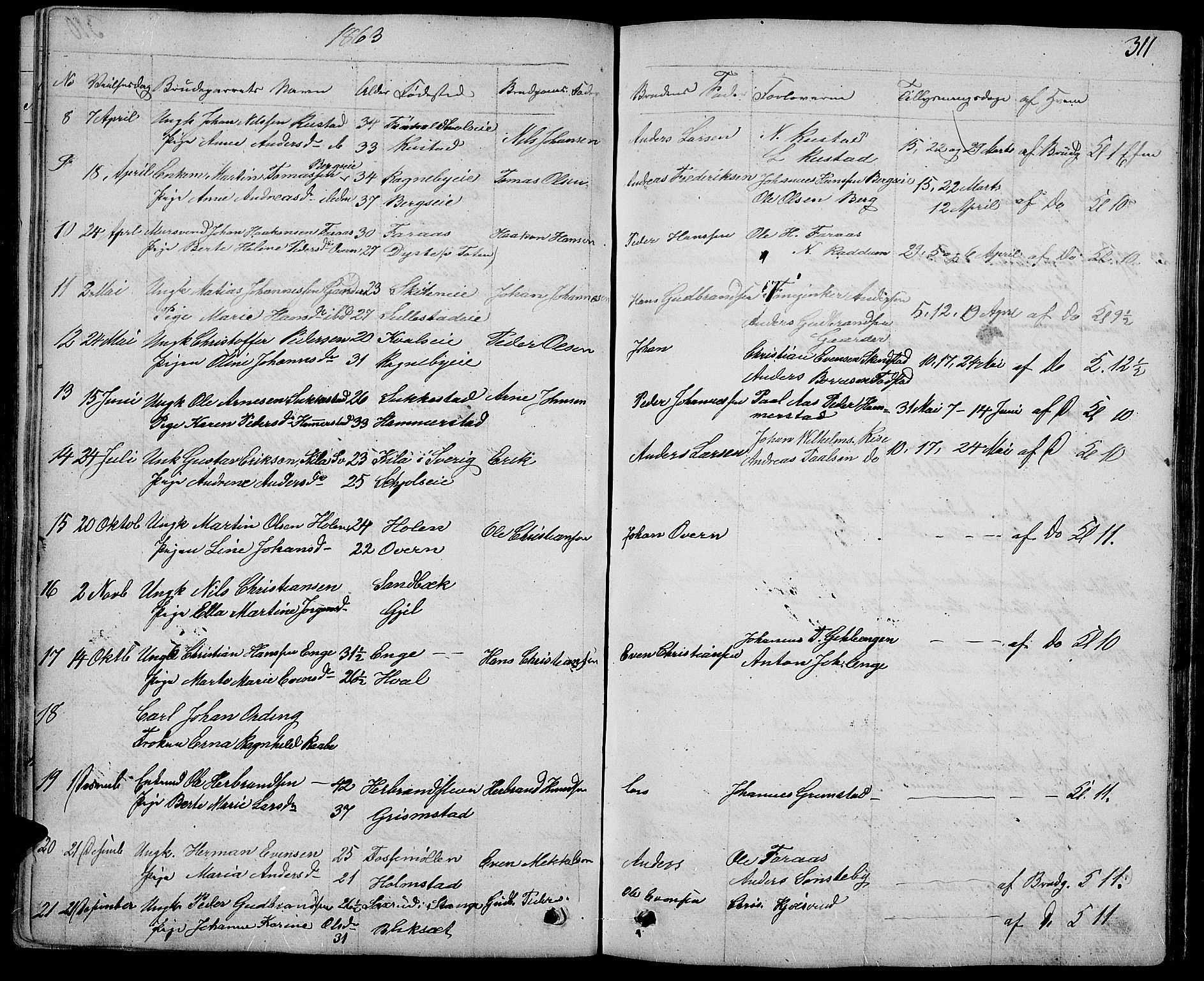 Østre Toten prestekontor, SAH/PREST-104/H/Ha/Hab/L0004: Parish register (copy) no. 4, 1858-1886, p. 311