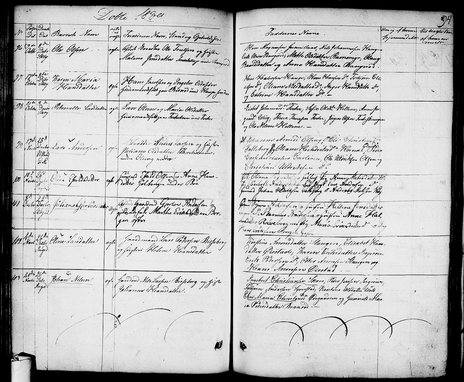 Skjeberg prestekontor Kirkebøker, AV/SAO-A-10923/F/Fa/L0005: Parish register (official) no. I 5, 1830-1845, p. 94