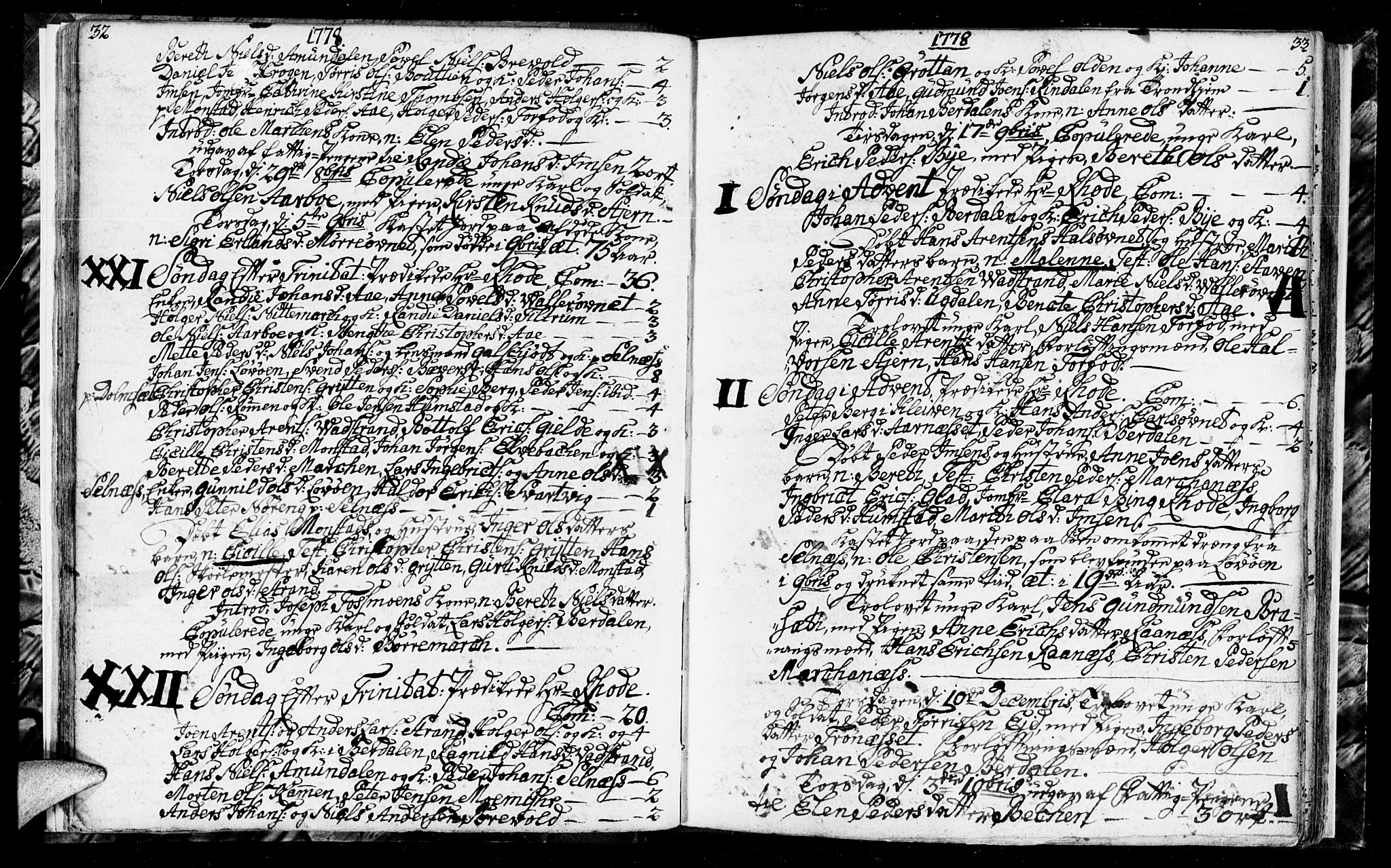 Ministerialprotokoller, klokkerbøker og fødselsregistre - Sør-Trøndelag, SAT/A-1456/655/L0685: Parish register (copy) no. 655C01, 1777-1788, p. 32-33