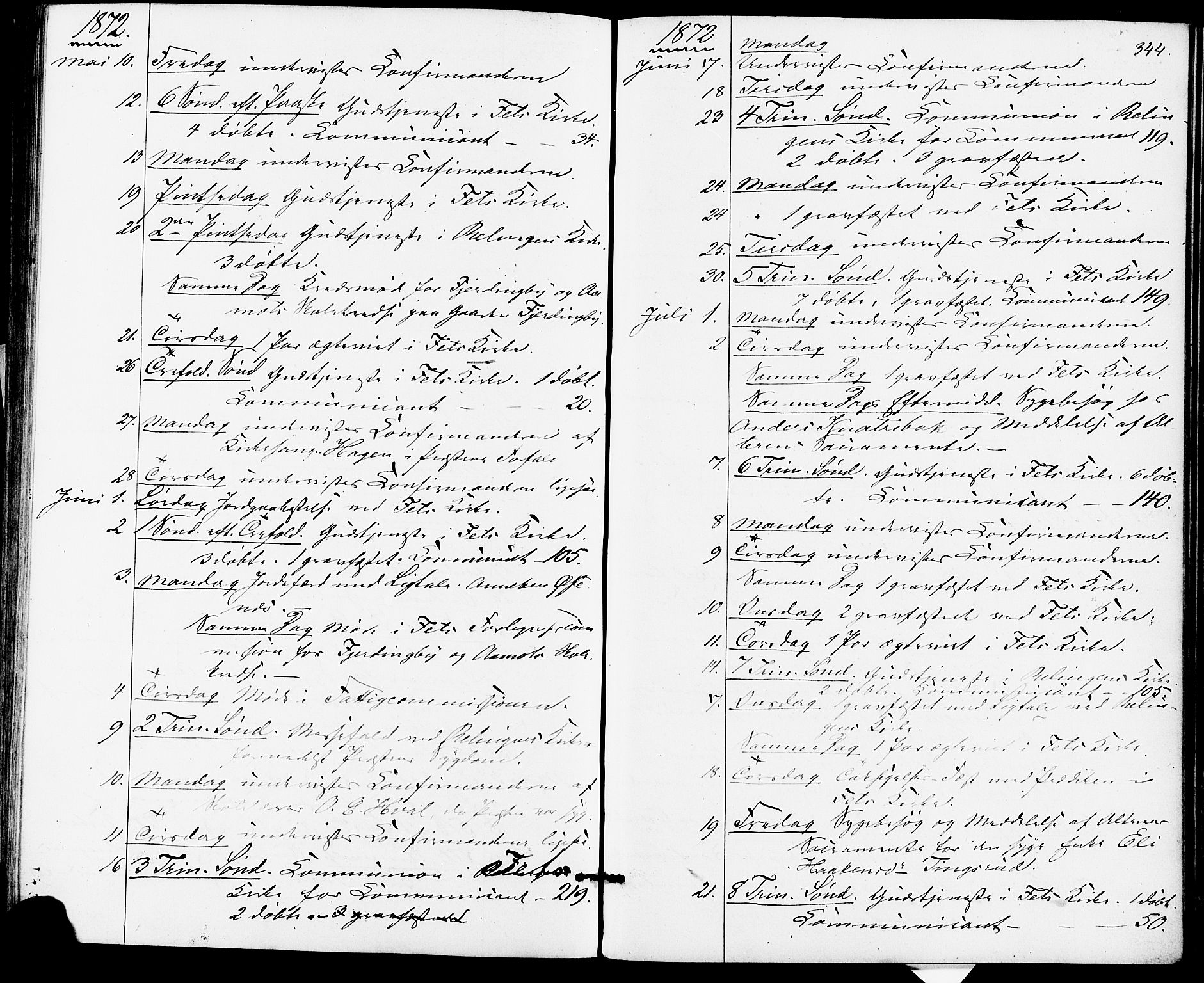 Fet prestekontor Kirkebøker, AV/SAO-A-10370a/F/Fa/L0013: Parish register (official) no. I 13, 1867-1877, p. 344