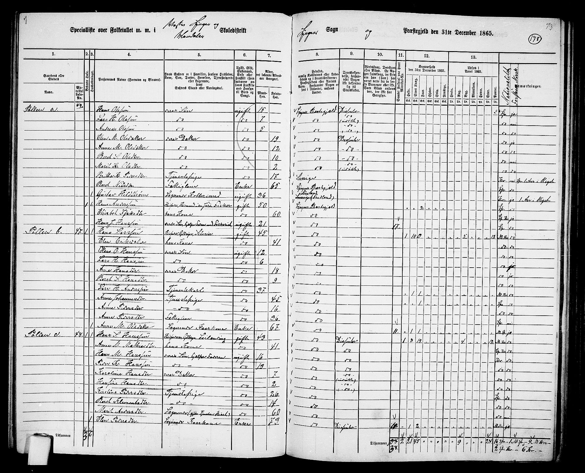 RA, 1865 census for Lyngen, 1865, p. 13