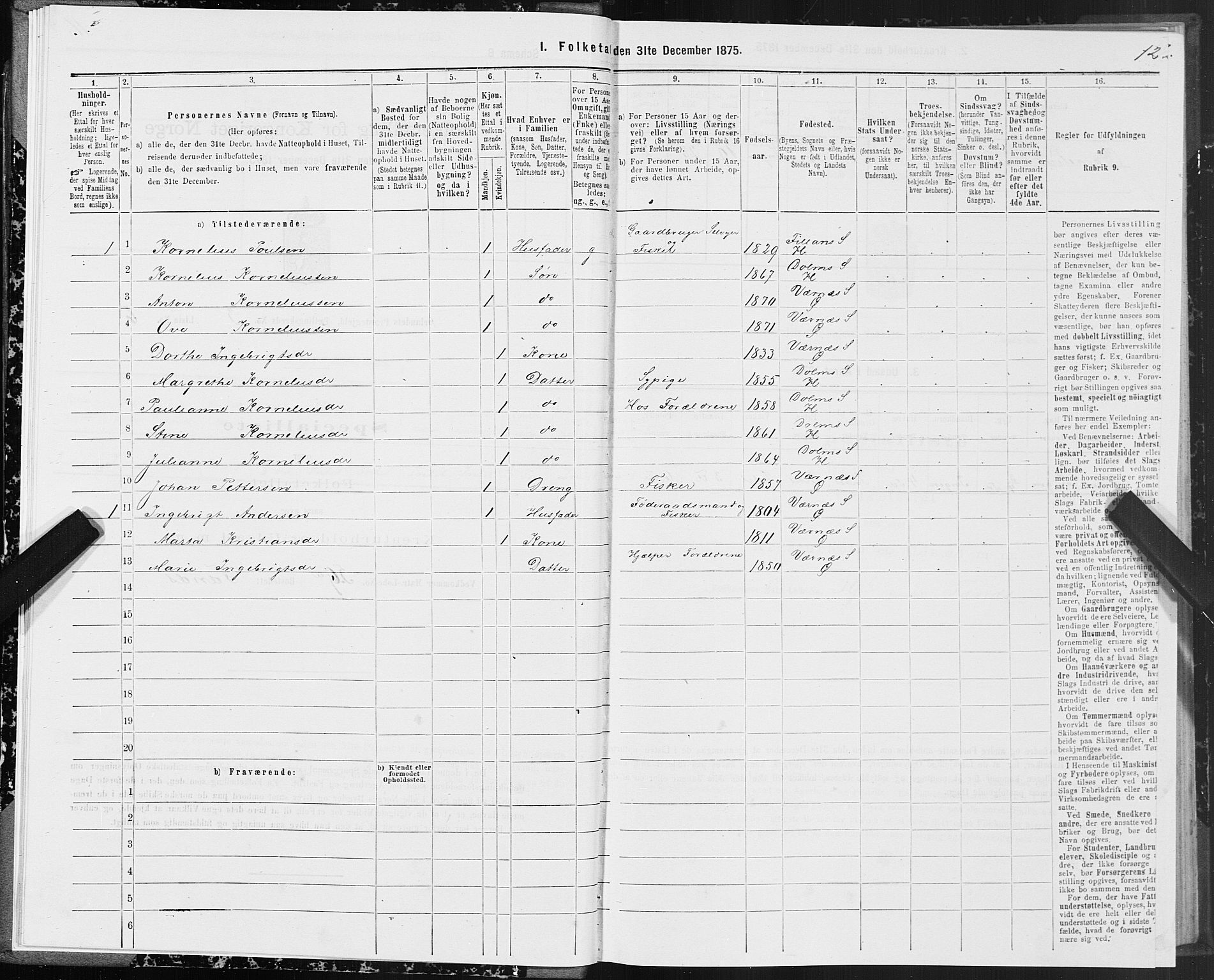 SAT, 1875 census for 1621P Ørland, 1875, p. 2012