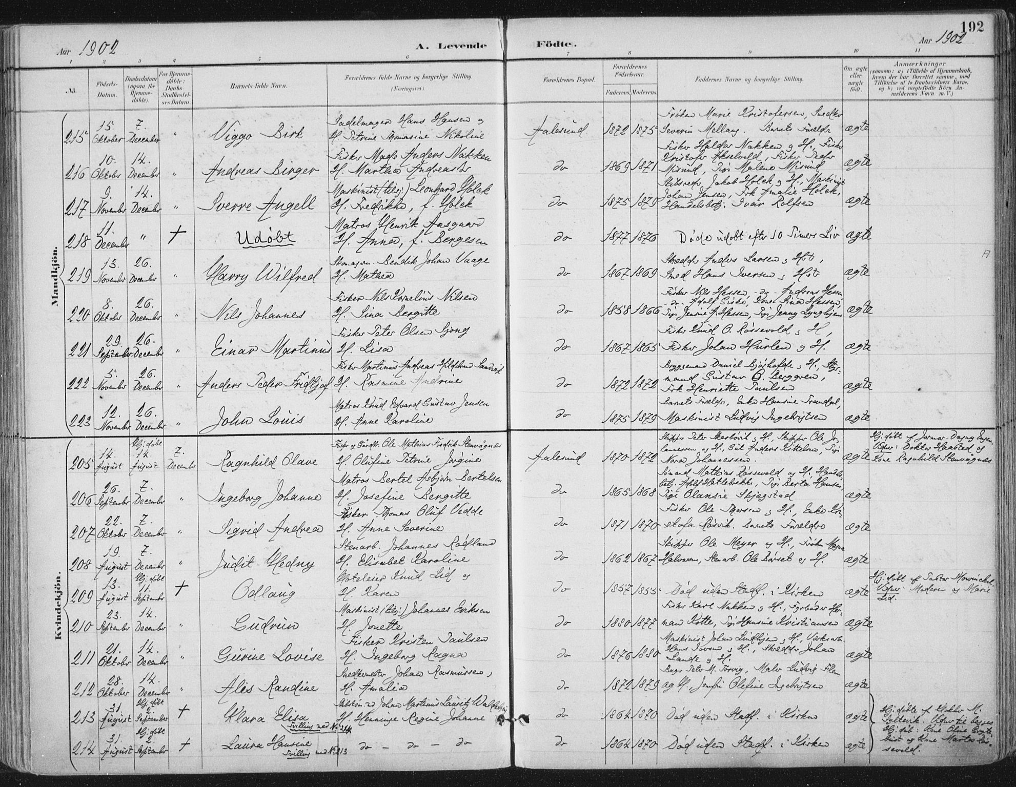 Ministerialprotokoller, klokkerbøker og fødselsregistre - Møre og Romsdal, SAT/A-1454/529/L0456: Parish register (official) no. 529A06, 1894-1906, p. 192