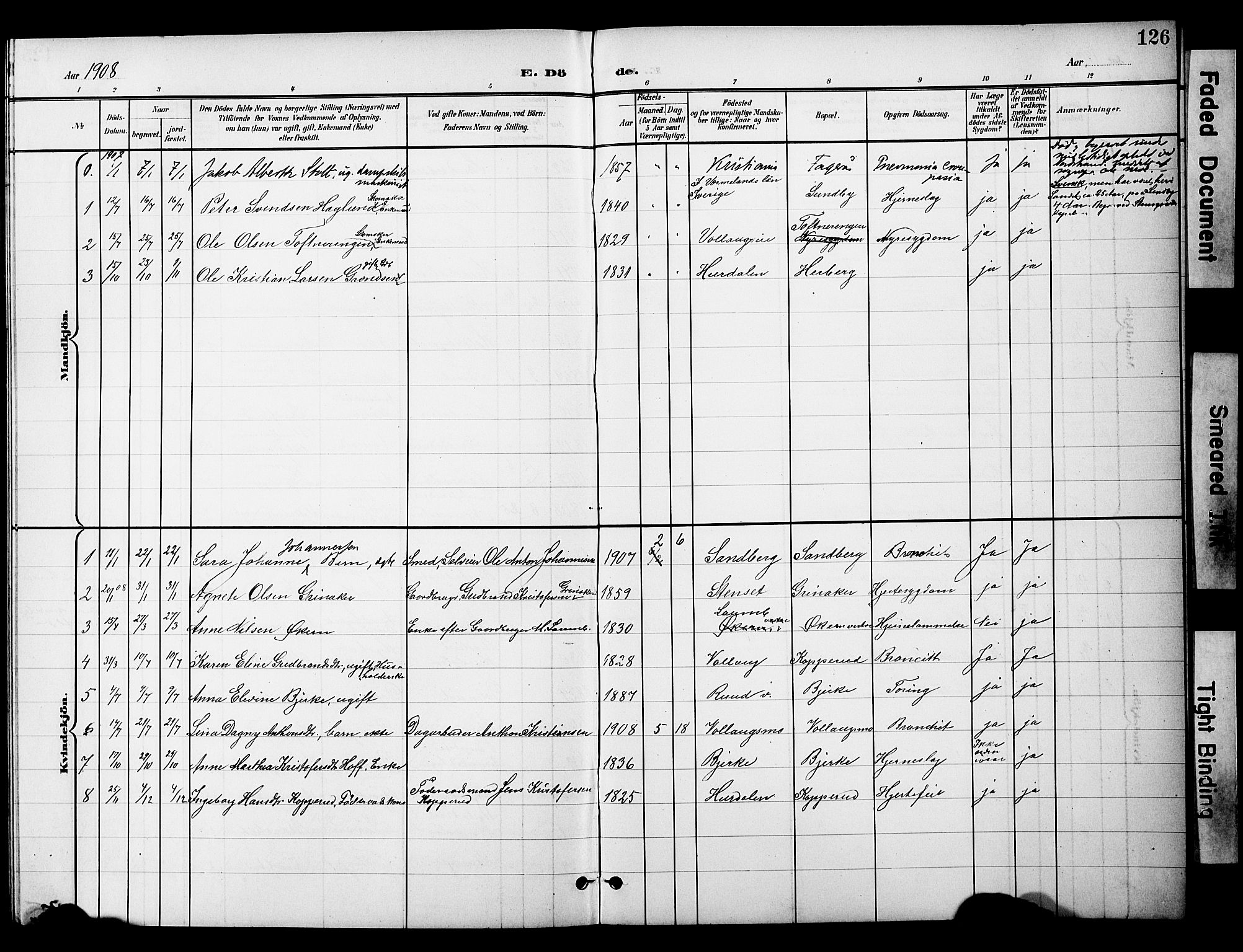 Nannestad prestekontor Kirkebøker, SAO/A-10414a/G/Gc/L0001: Parish register (copy) no. III 1, 1901-1916, p. 126