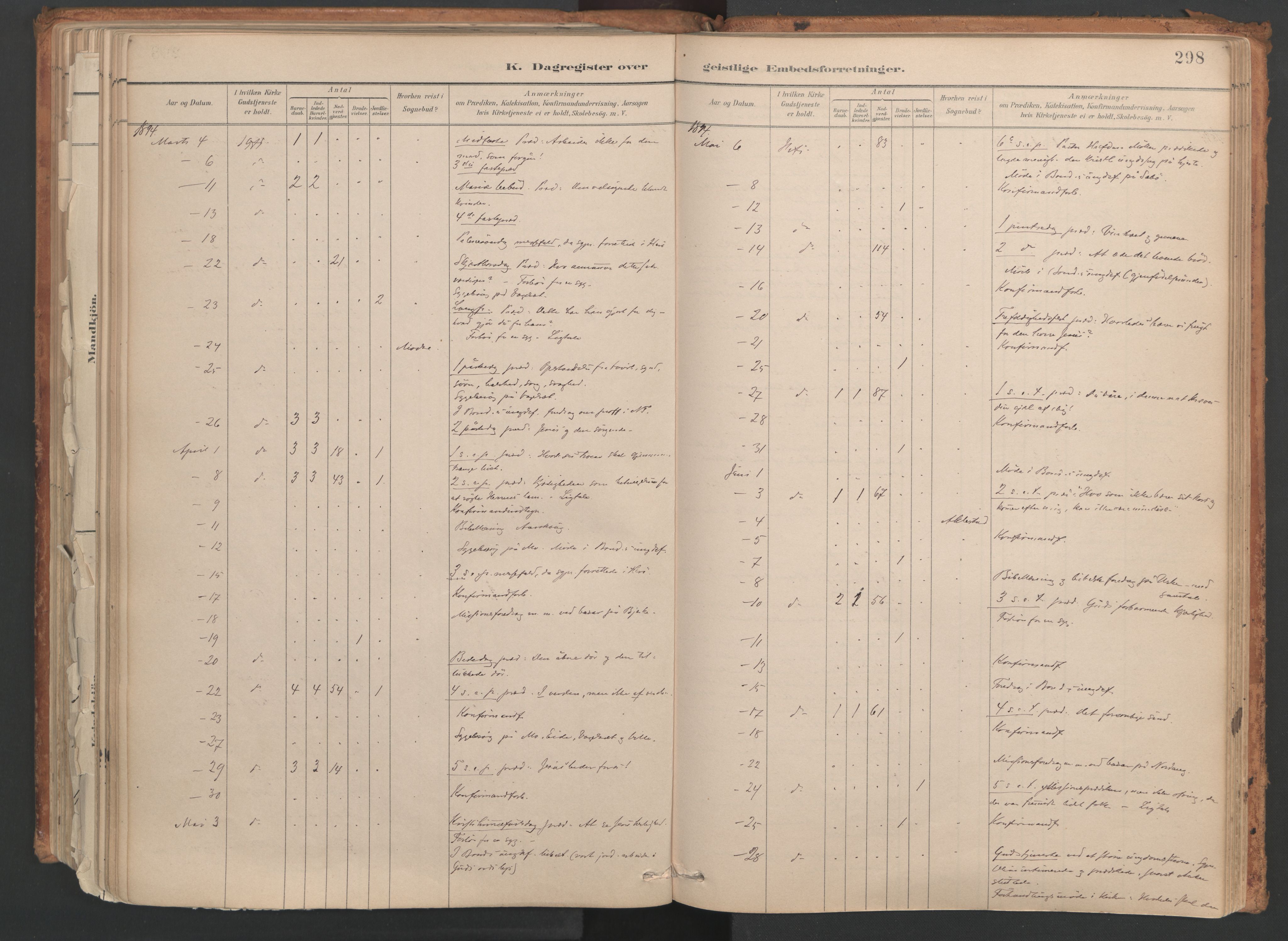 Ministerialprotokoller, klokkerbøker og fødselsregistre - Møre og Romsdal, SAT/A-1454/515/L0211: Parish register (official) no. 515A07, 1886-1910, p. 298