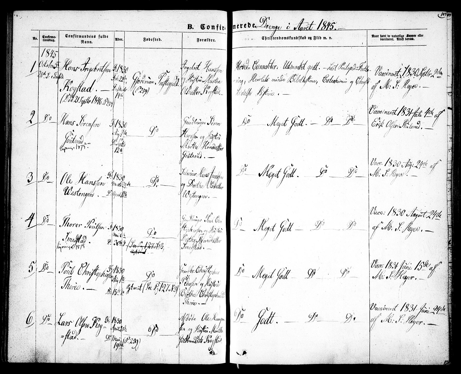 Gjerdrum prestekontor Kirkebøker, SAO/A-10412b/F/Fa/L0006: Parish register (official) no. I 6, 1845-1856, p. 103