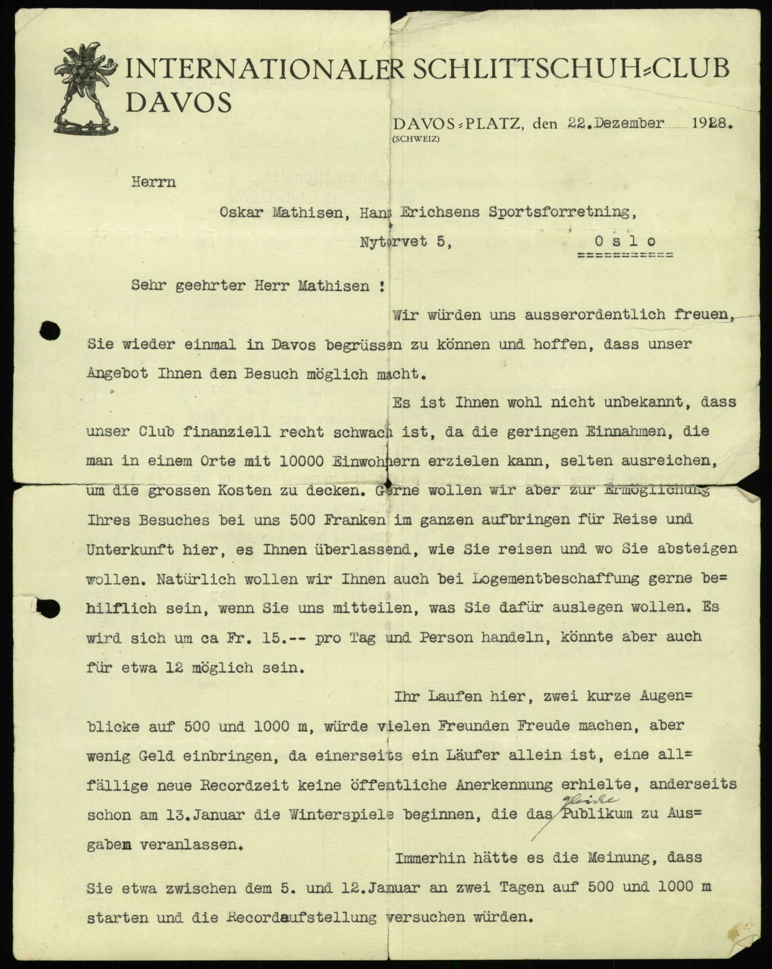 Mathisen, Oscar Wilhelm, AV/RA-PA-1912/Fa/L0001: Inngående korrespondanse, 1916-1954, p. 57
