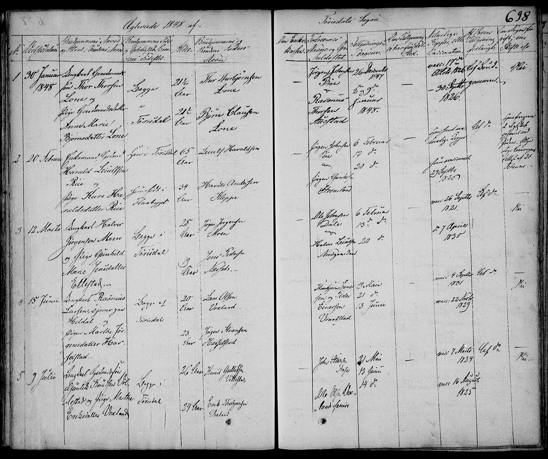 Drangedal kirkebøker, SAKO/A-258/F/Fa/L0007b: Parish register (official) no. 7b, 1837-1856, p. 698