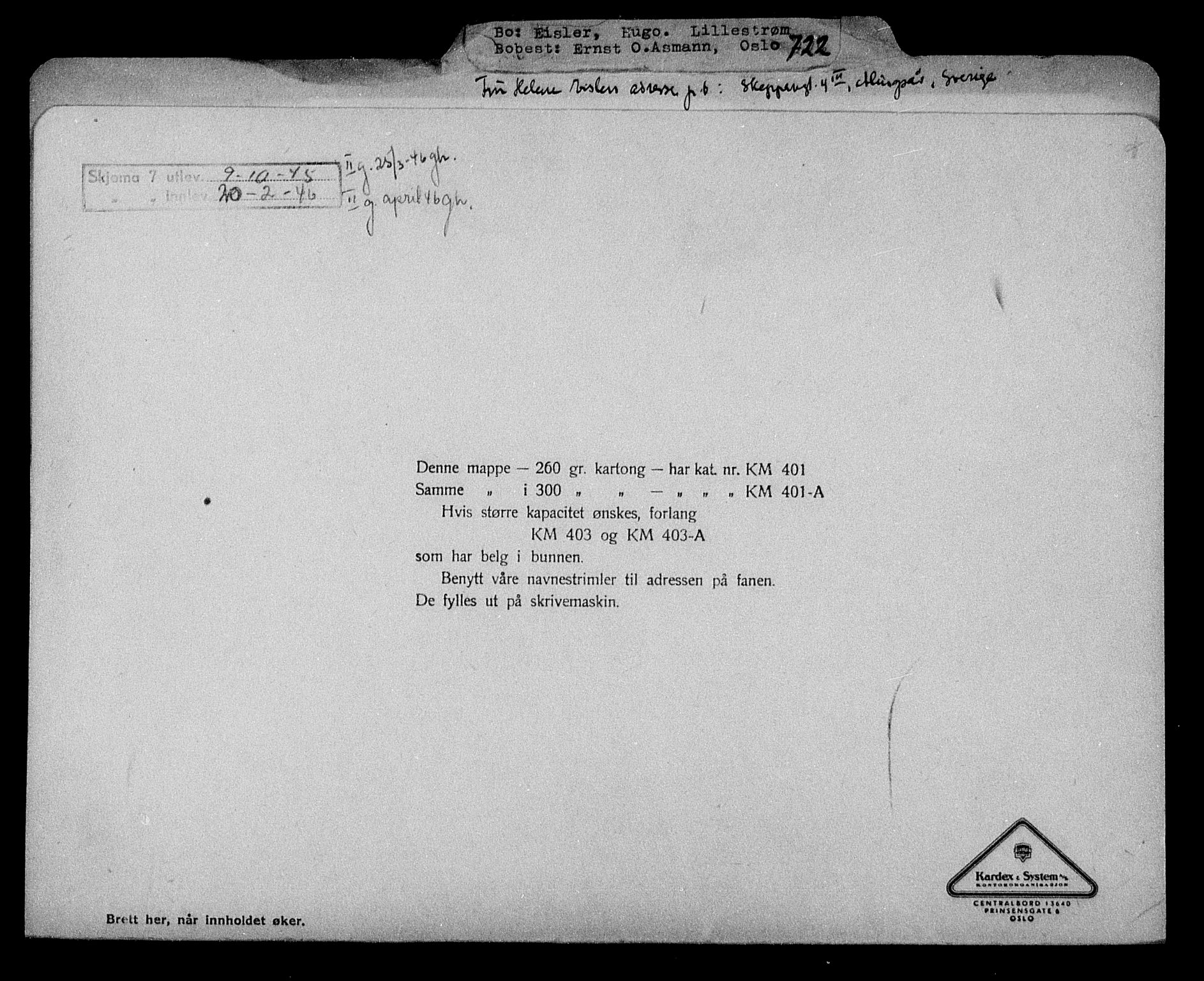 Justisdepartementet, Tilbakeføringskontoret for inndratte formuer, RA/S-1564/H/Hc/Hcc/L0933: --, 1945-1947, p. 2