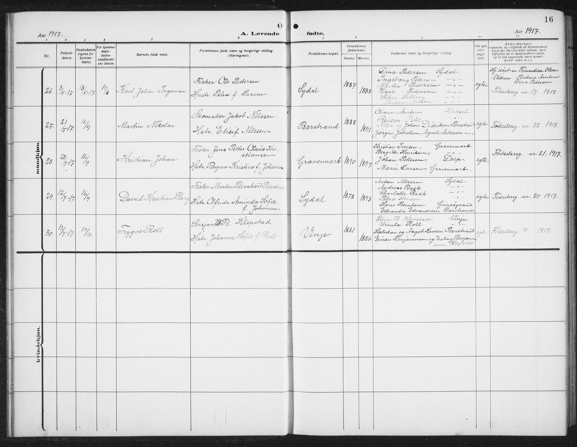 Ministerialprotokoller, klokkerbøker og fødselsregistre - Nordland, AV/SAT-A-1459/876/L1106: Parish register (copy) no. 876C05, 1915-1942, p. 16