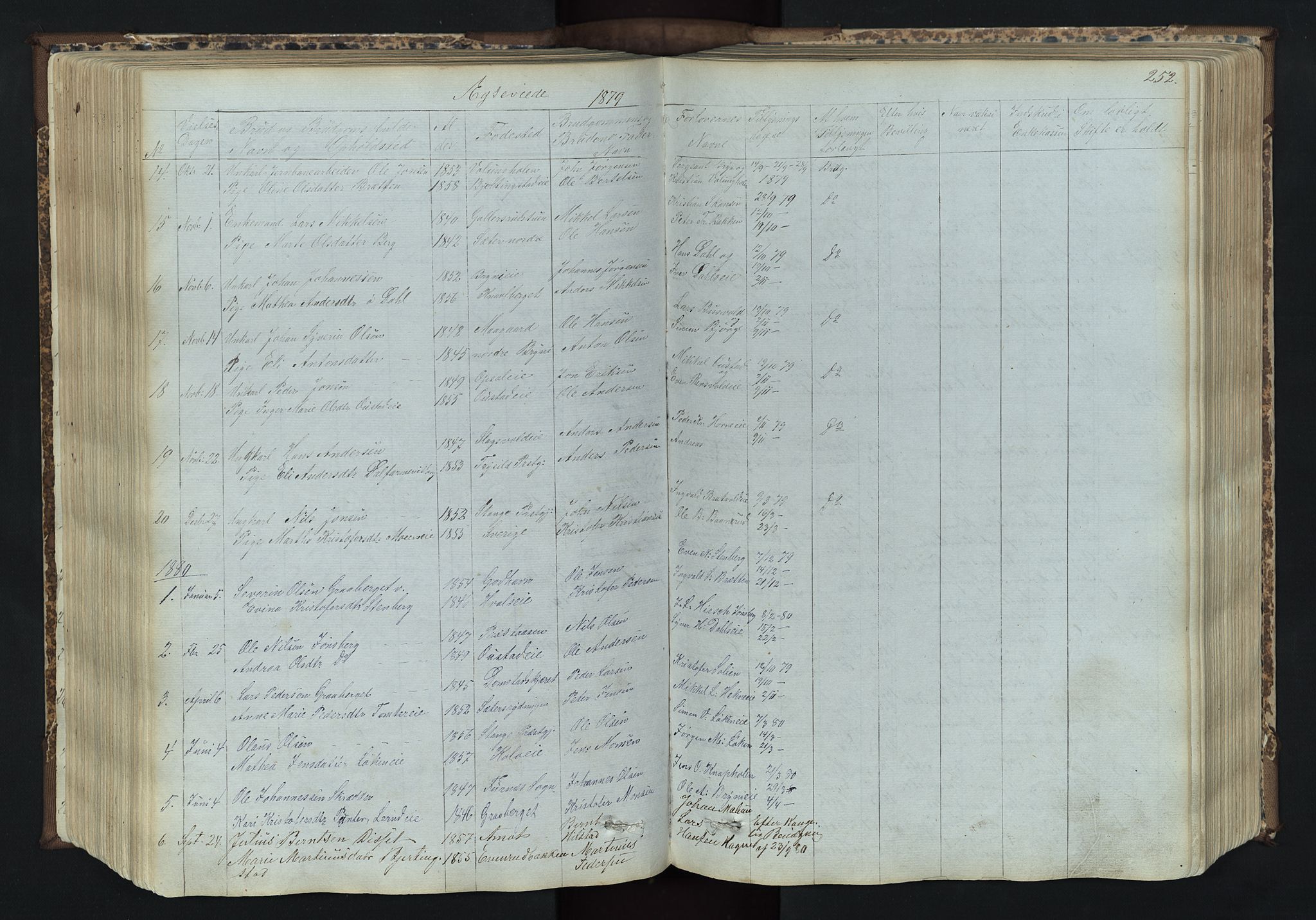 Romedal prestekontor, AV/SAH-PREST-004/L/L0011: Parish register (copy) no. 11, 1867-1895, p. 252