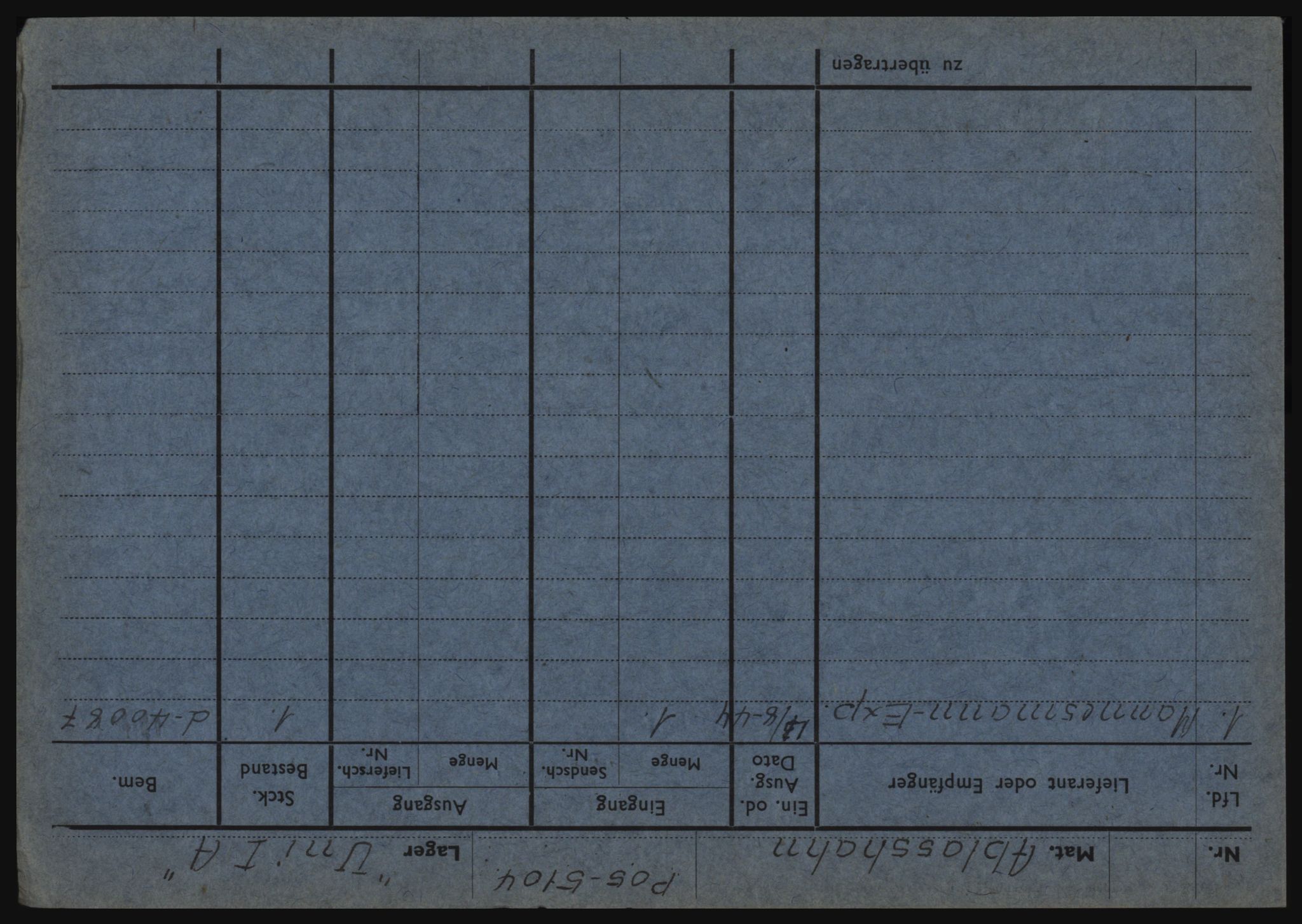 Tyske arkiver, Organisation Todt (OT), Einsatzgruppe Wiking, AV/RA-RAFA-2188/1/O/O12/L0002: Kartotek - Elektromaterial etc A-Z, 1940-1945, p. 11