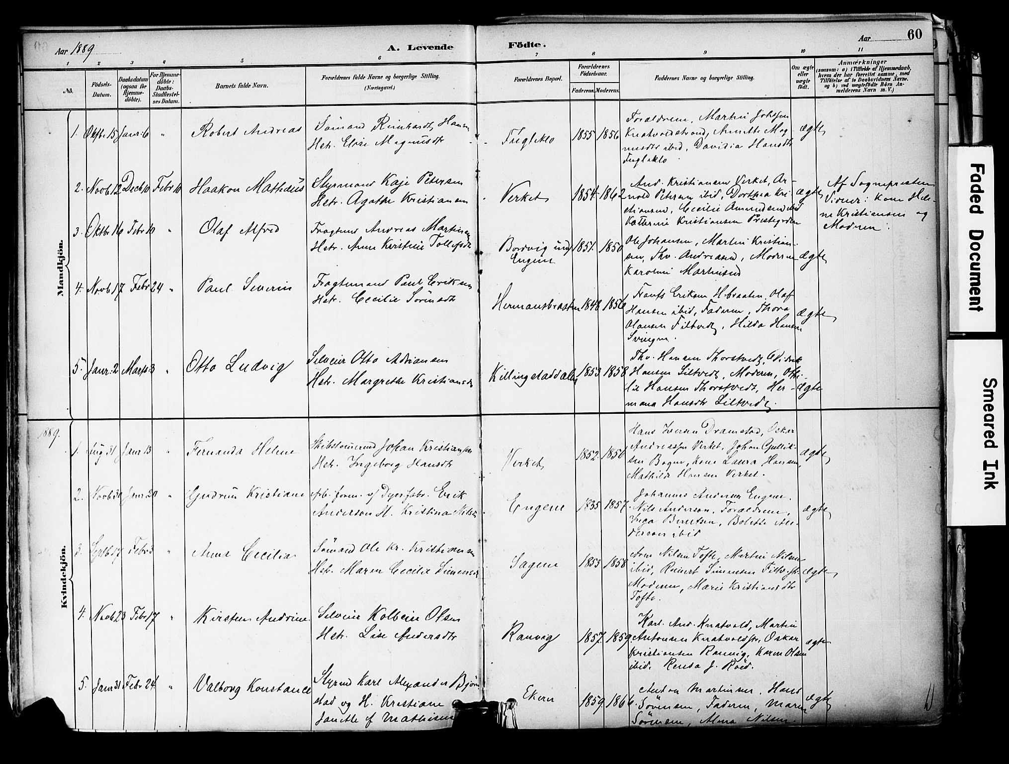 Hurum kirkebøker, SAKO/A-229/F/Fa/L0014: Parish register (official) no. 14, 1882-1895, p. 60