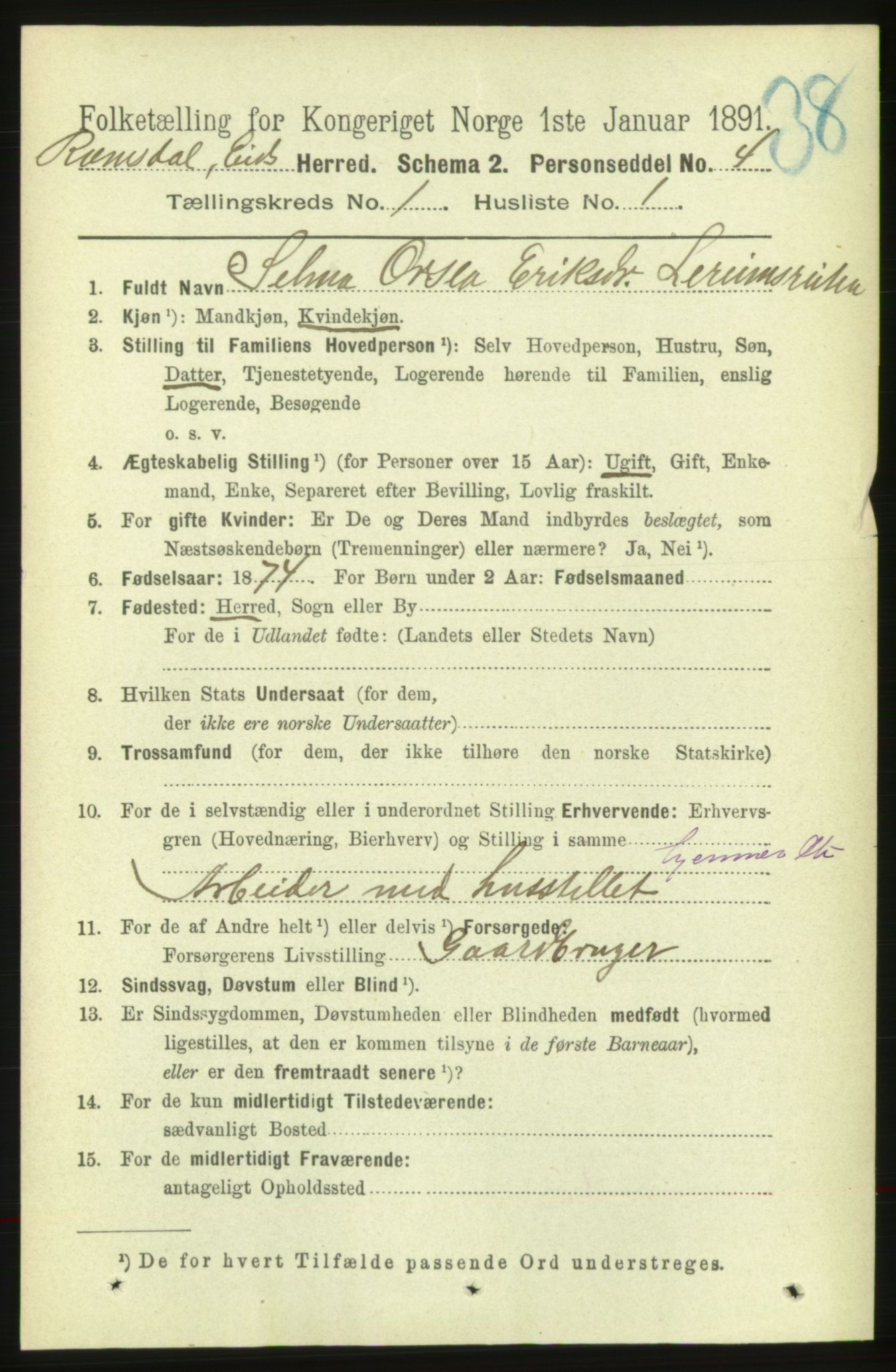 RA, 1891 census for 1538 Eid, 1891, p. 78