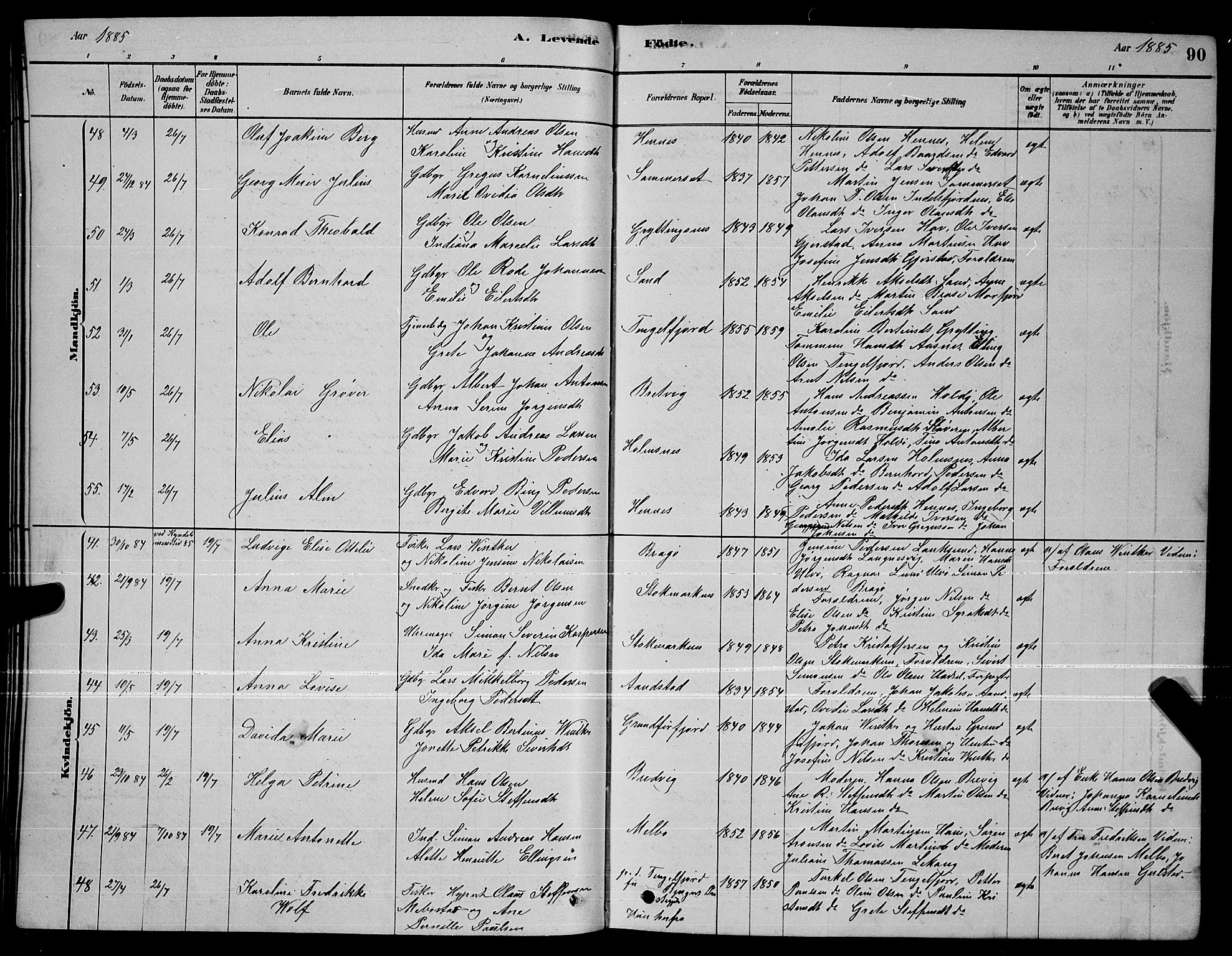 Ministerialprotokoller, klokkerbøker og fødselsregistre - Nordland, SAT/A-1459/888/L1267: Parish register (copy) no. 888C05, 1878-1890, p. 90