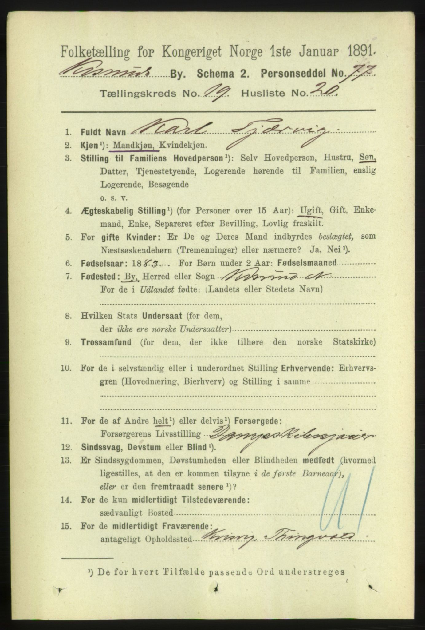 RA, 1891 census for 1503 Kristiansund, 1891, p. 12713