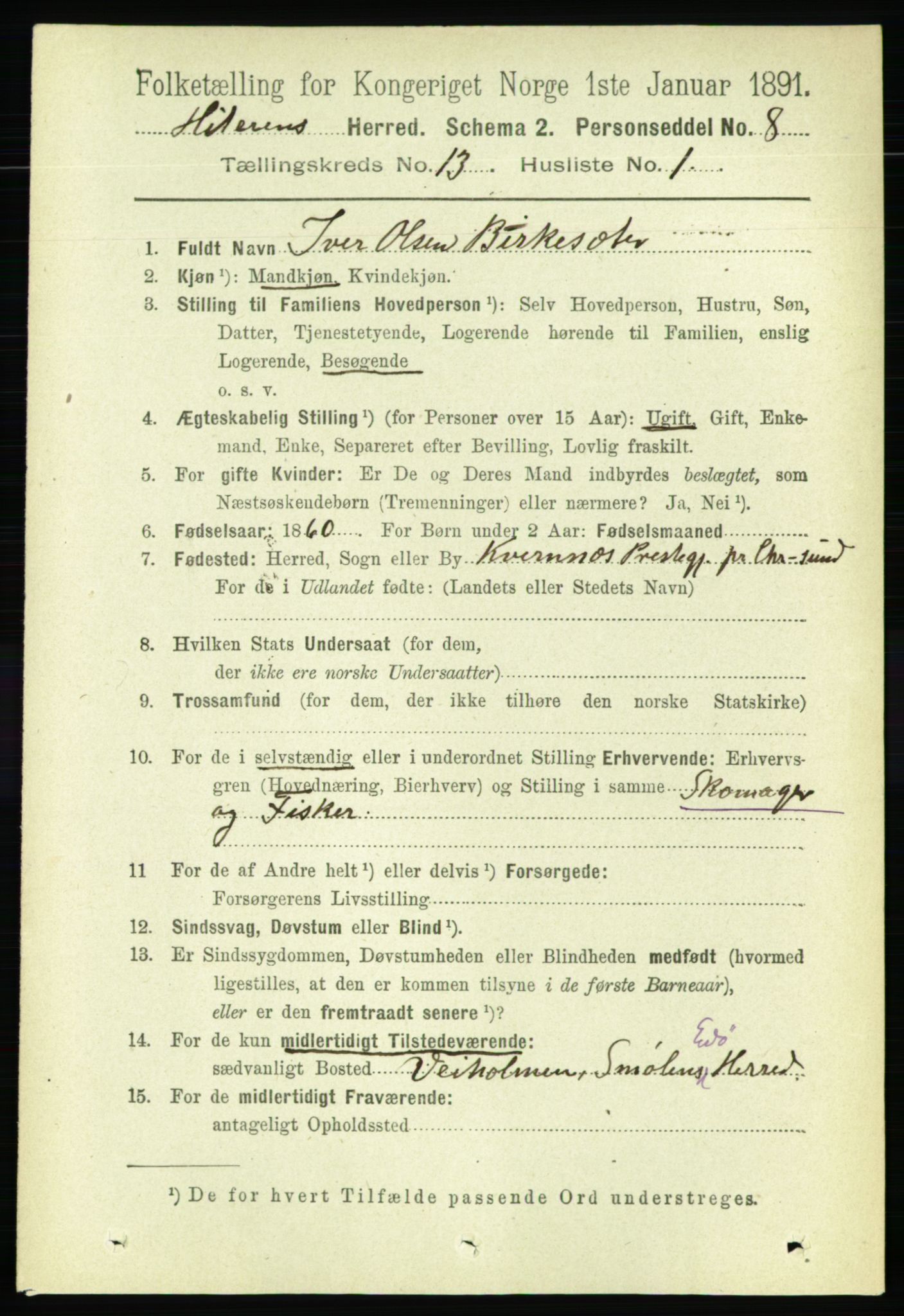 RA, 1891 census for 1617 Hitra, 1891, p. 2738