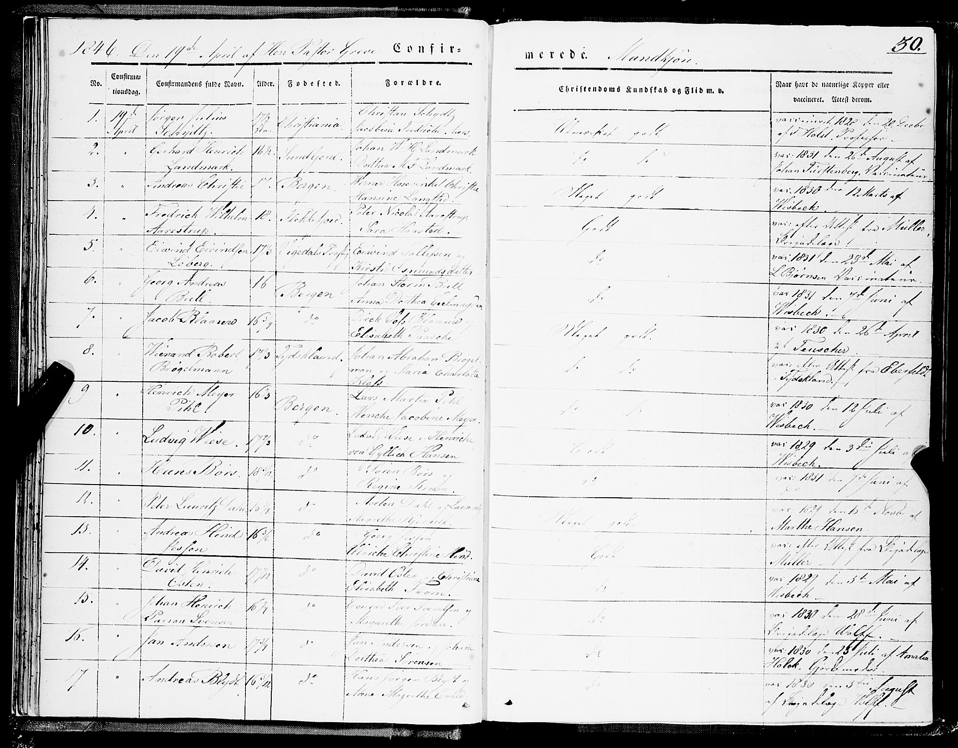 Domkirken sokneprestembete, SAB/A-74801/H/Haa/L0027: Parish register (official) no. C 2, 1841-1852, p. 30