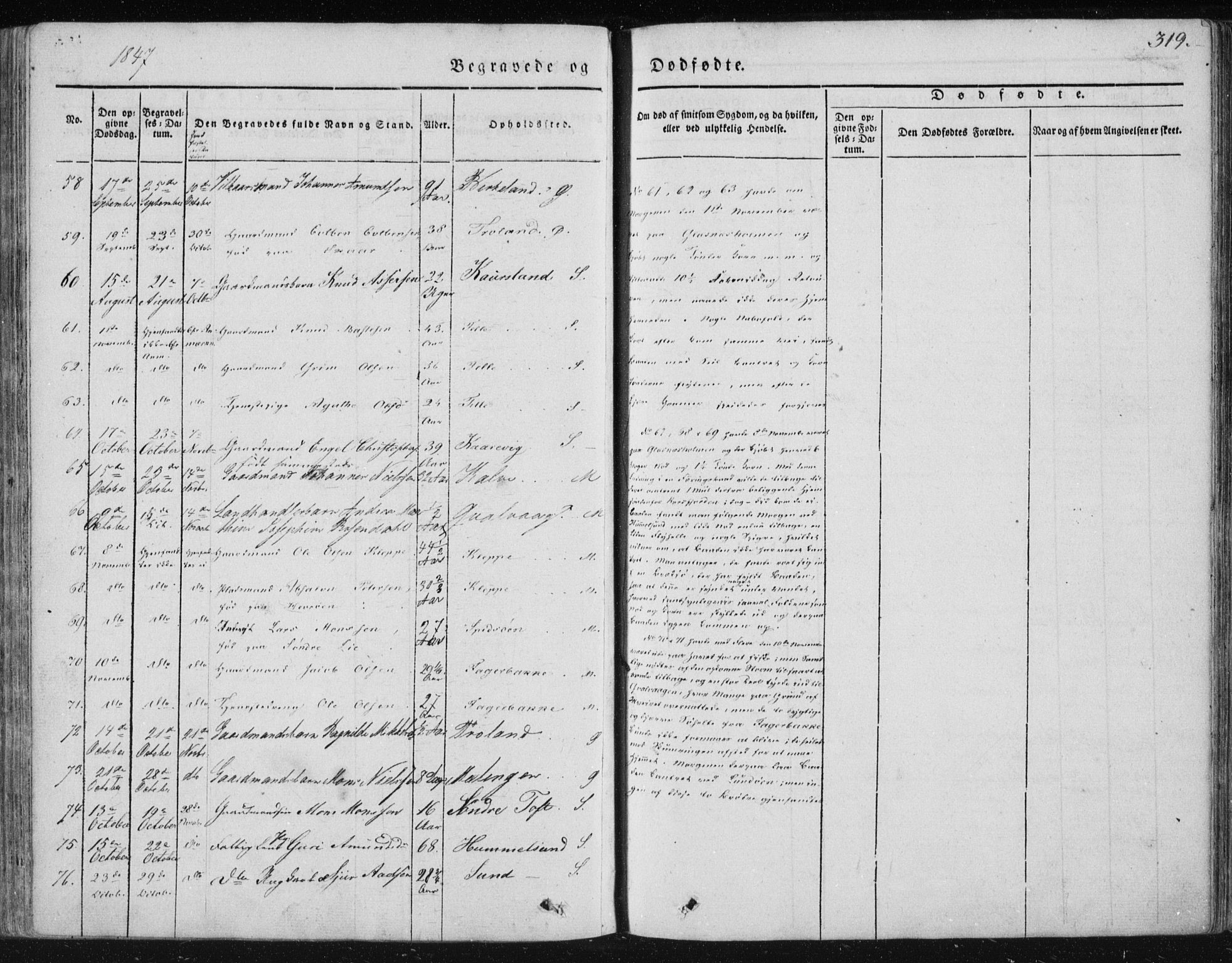 Sund sokneprestembete, AV/SAB-A-99930: Parish register (official) no. A 13, 1835-1849, p. 319