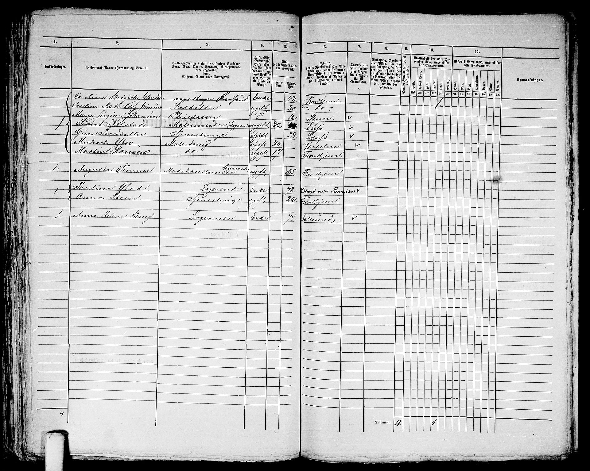 RA, 1865 census for Trondheim, 1865, p. 985