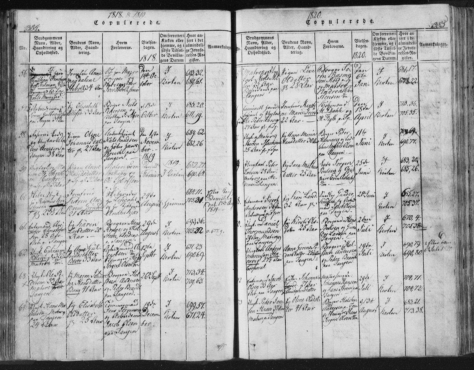 Strømsø kirkebøker, SAKO/A-246/F/Fb/L0004: Parish register (official) no. II 4, 1814-1843, p. 384-385